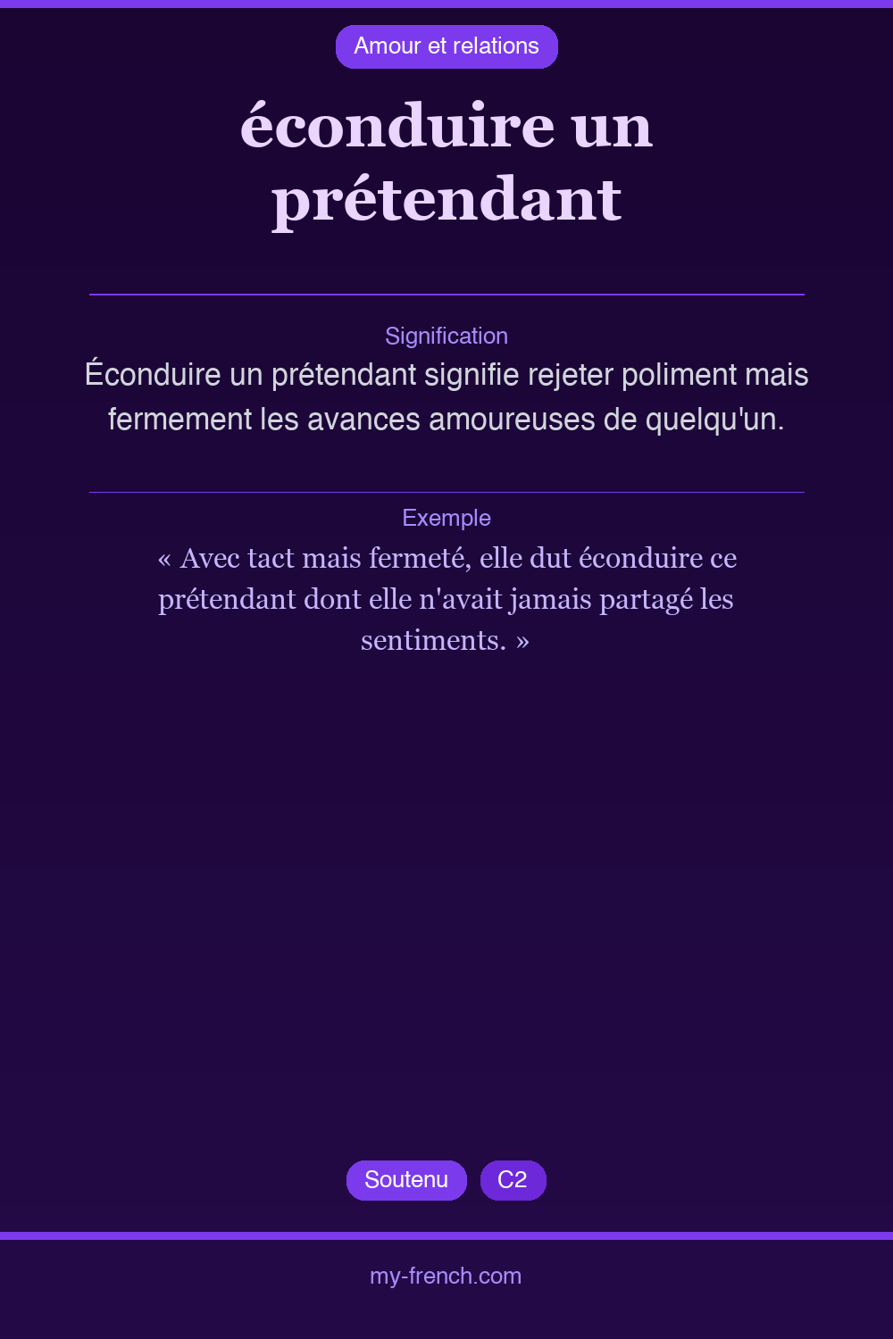 Expression idiomatique : éconduire un prétendant