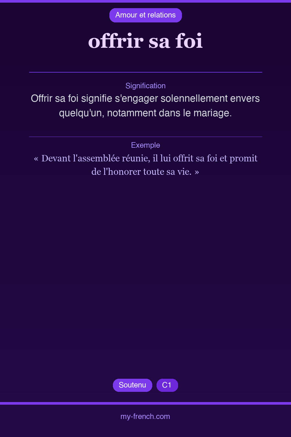 Expression idiomatique : offrir sa foi