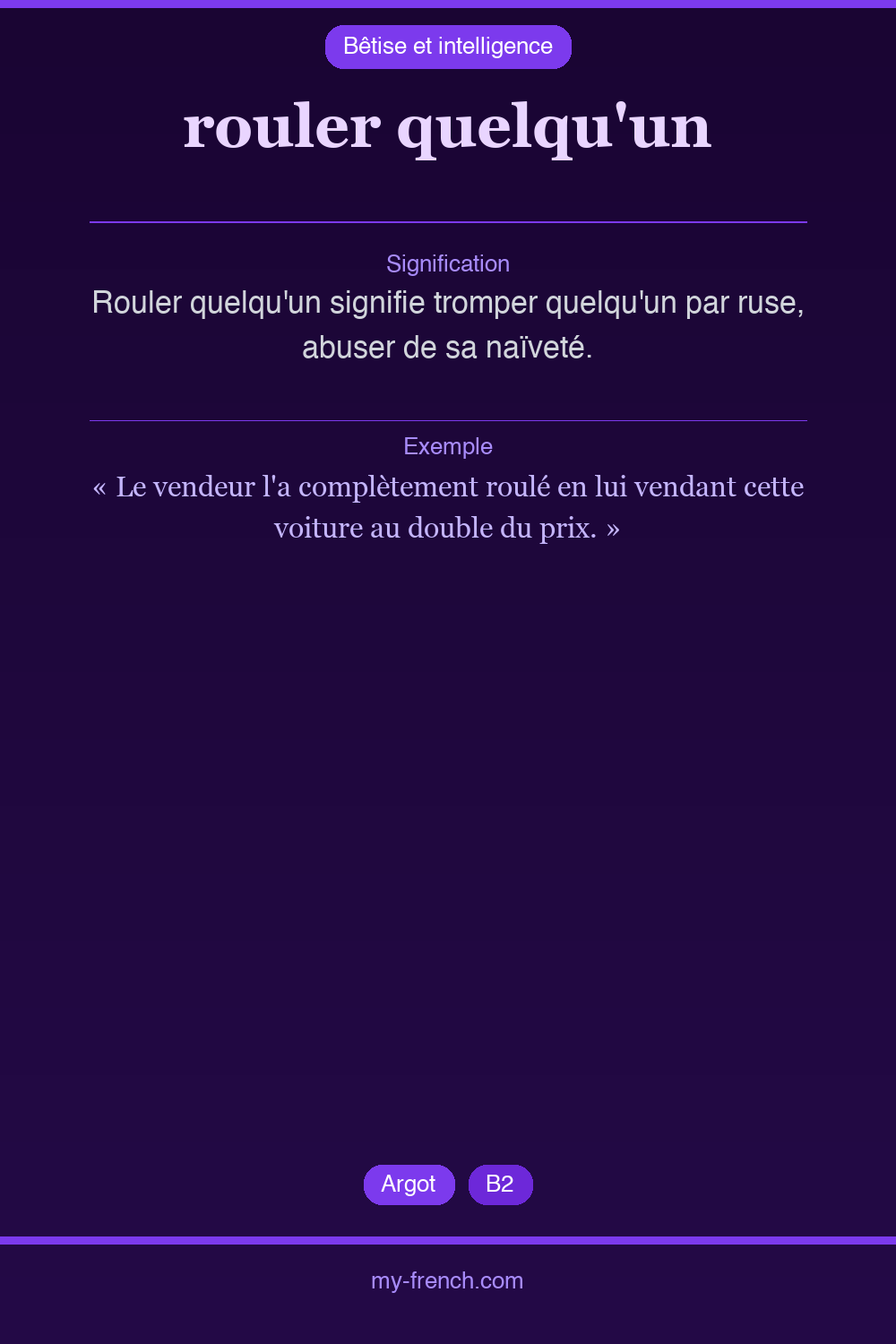 Expression idiomatique : rouler quelqu'un