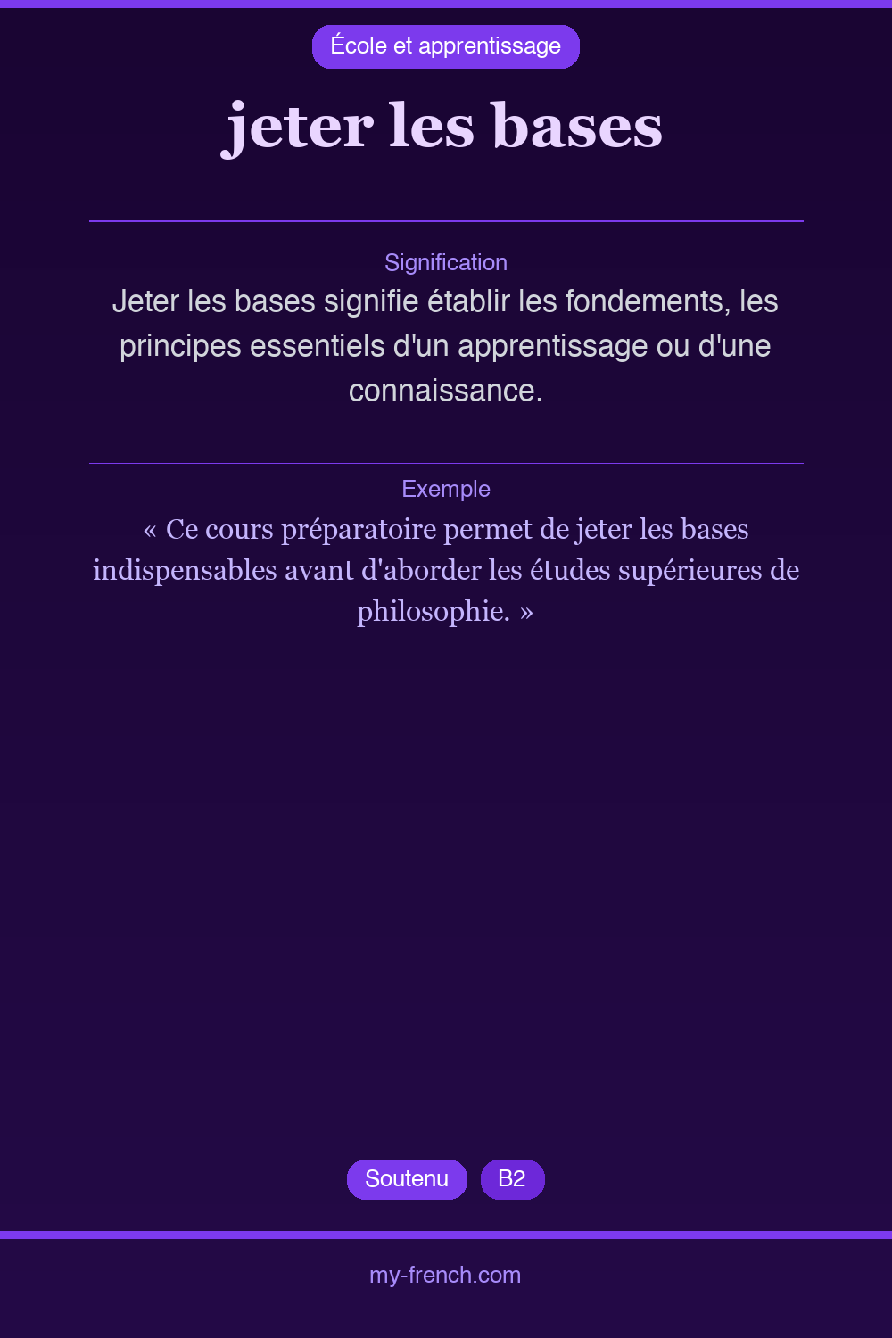 Expression idiomatique : jeter les bases