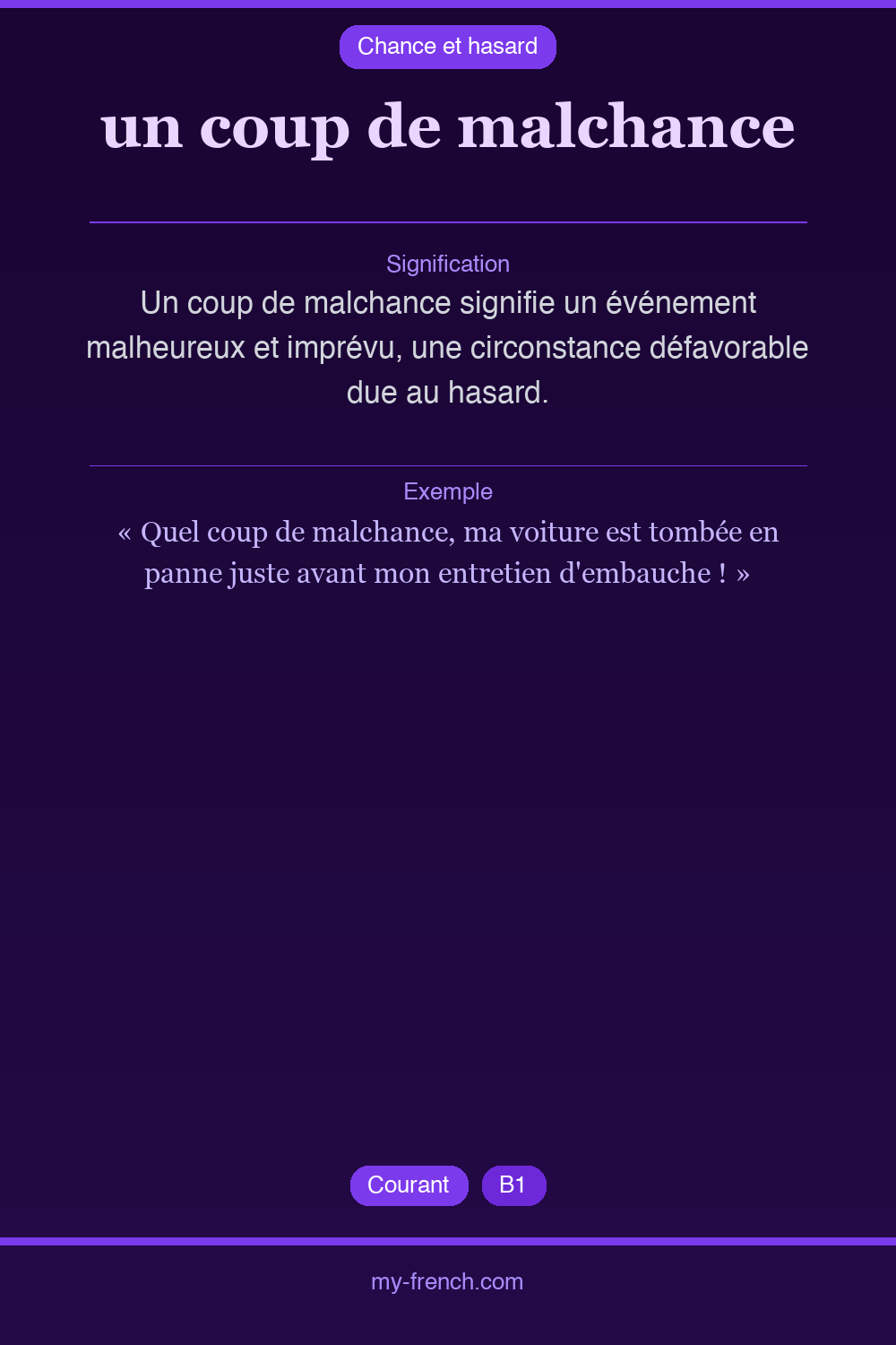 Expression idiomatique : un coup de malchance