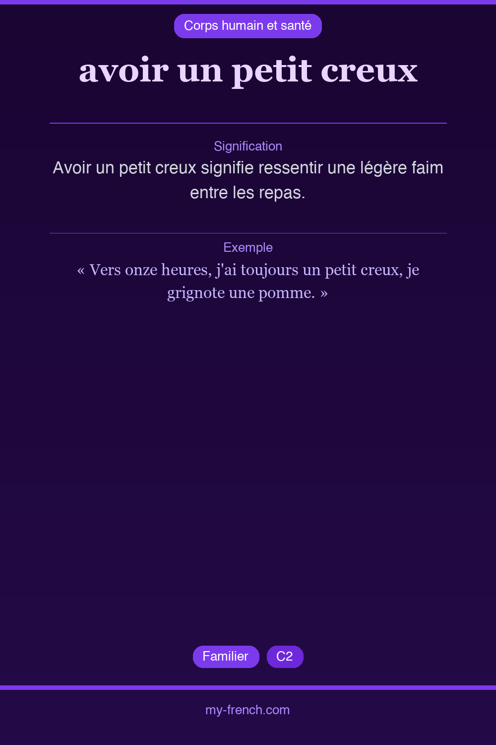 Expression idiomatique : avoir un petit creux