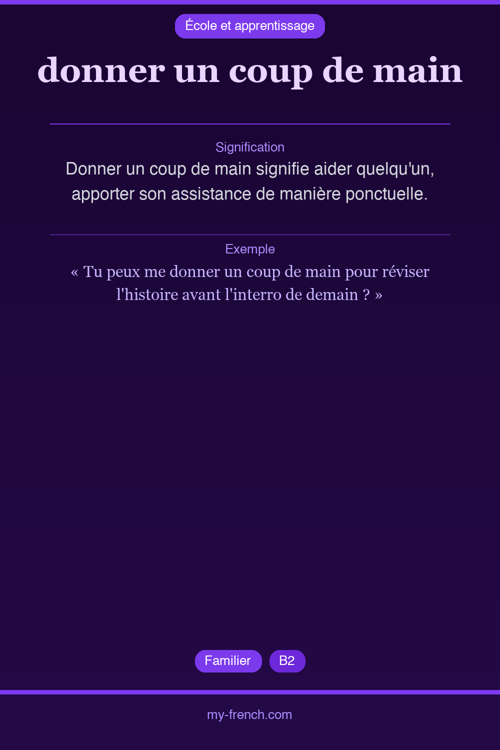 Expression idiomatique : donner un coup de main