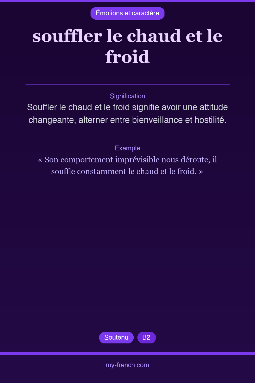 Expression idiomatique : souffler le chaud et le froid
