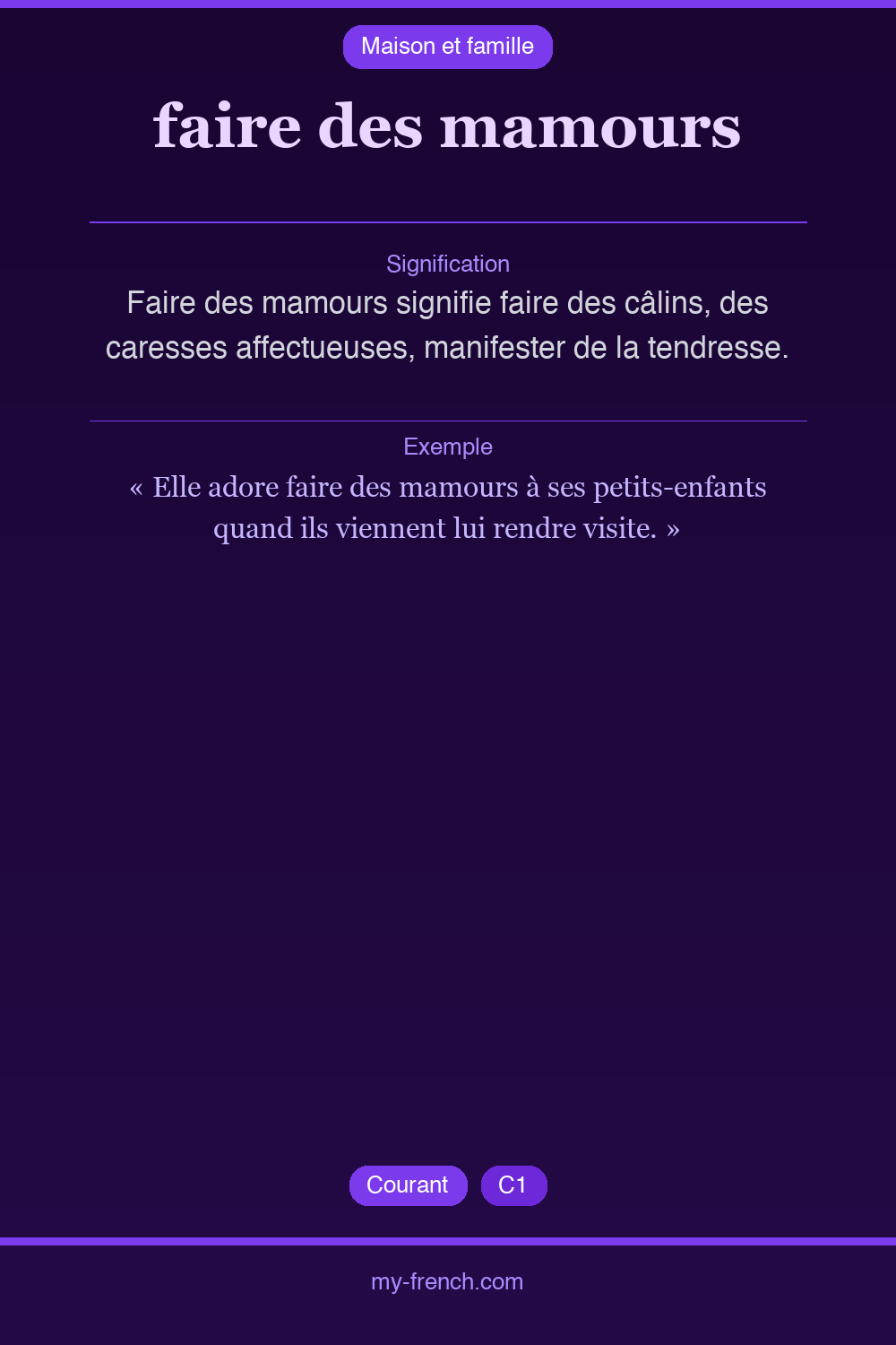 Expression idiomatique : faire des mamours