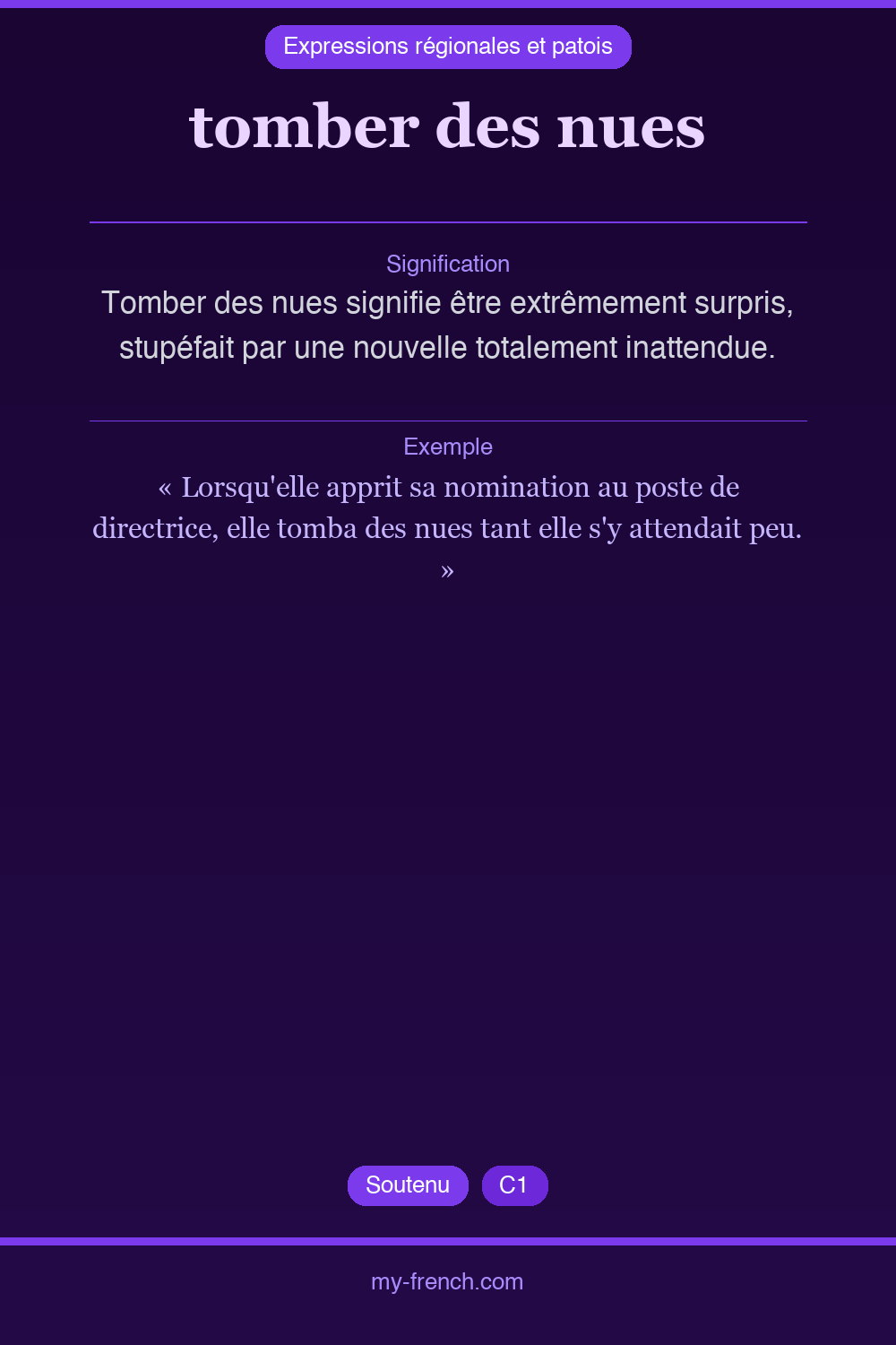 Expression idiomatique : tomber des nues