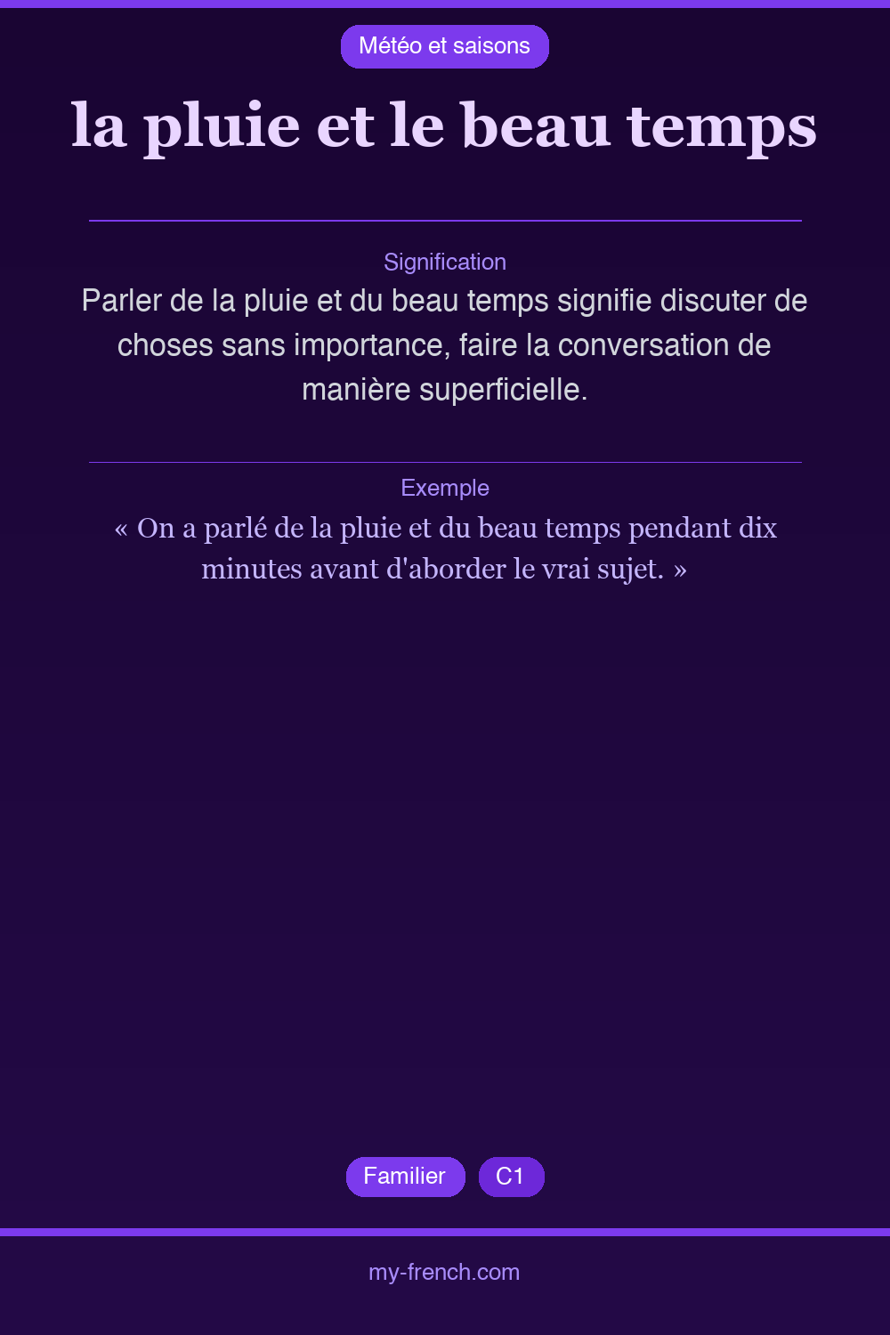 Expression idiomatique : la pluie et le beau temps