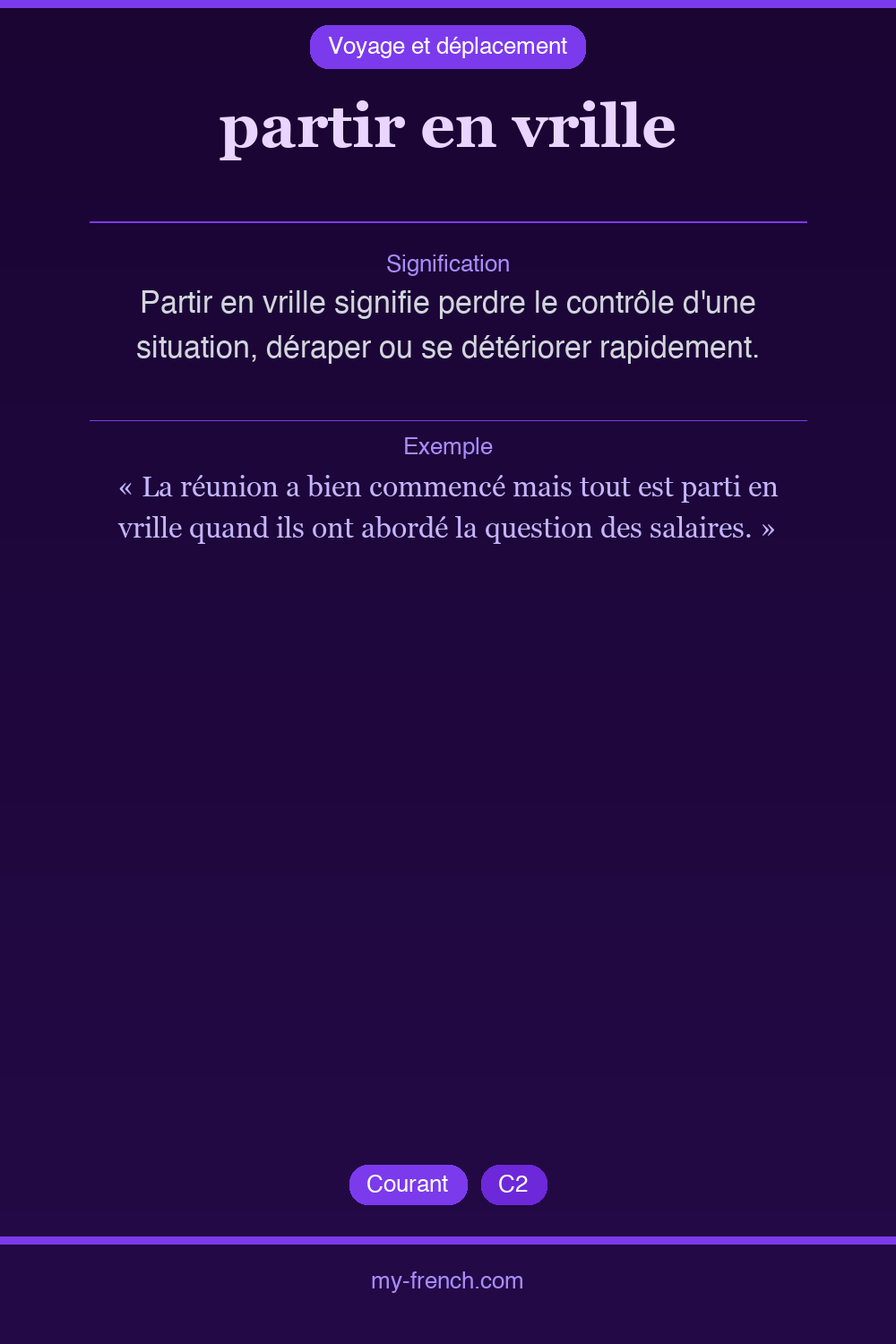 Expression idiomatique : partir en vrille