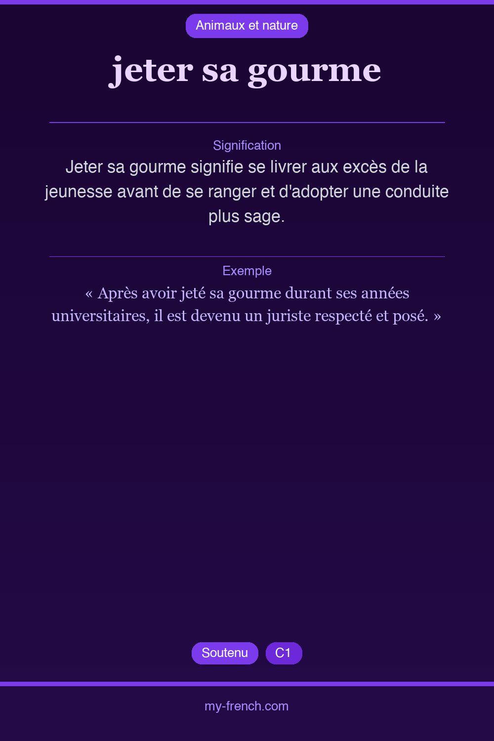 Expression idiomatique : jeter sa gourme