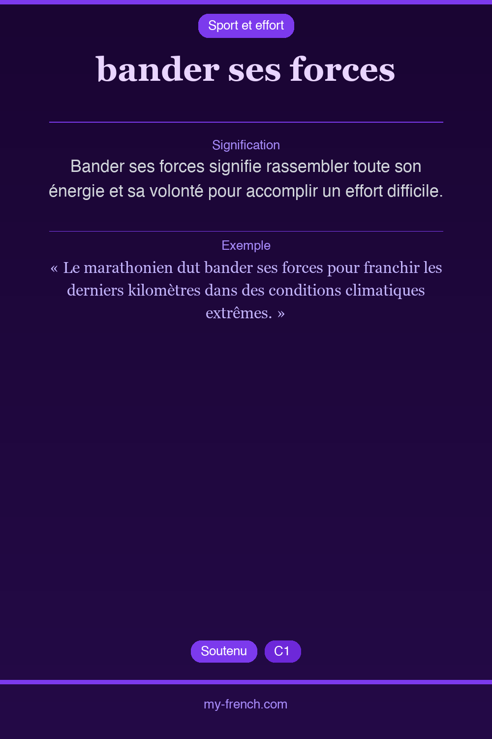 Expression idiomatique : bander ses forces