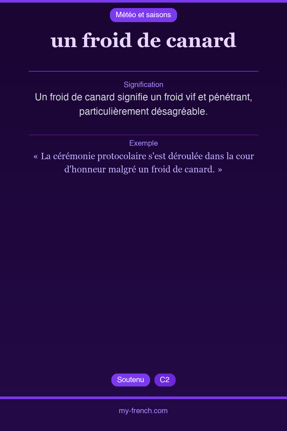 Expression idiomatique : un froid de canard