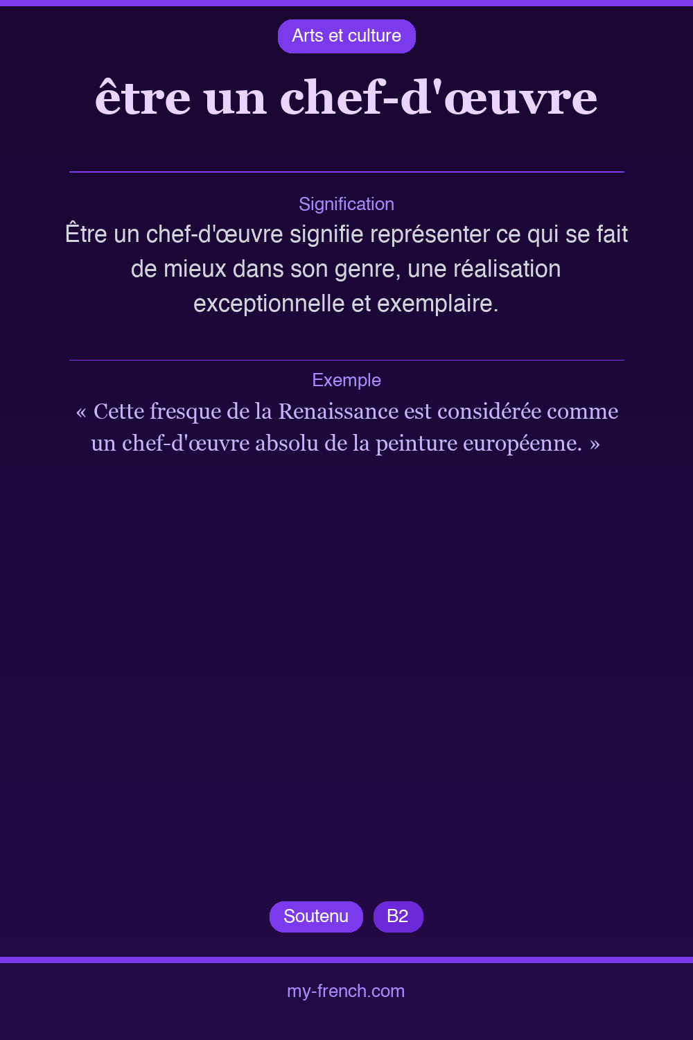Expression idiomatique : être un chef-d'œuvre