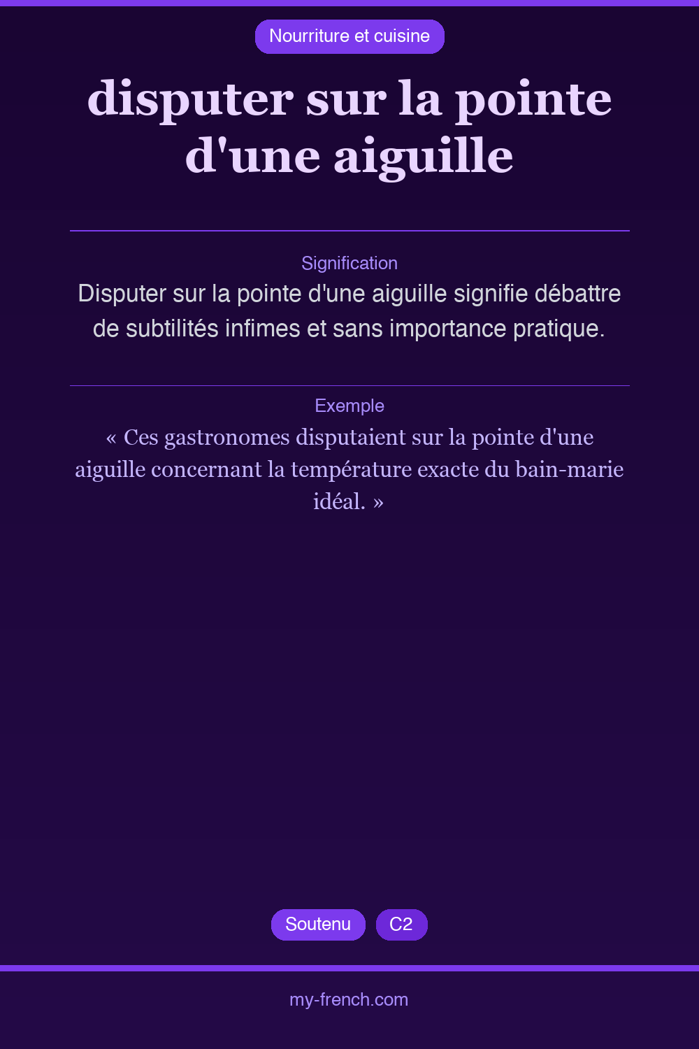 Expression idiomatique : disputer sur la pointe d'une aiguille