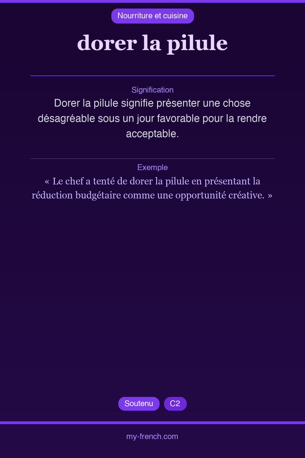 Expression idiomatique : dorer la pilule