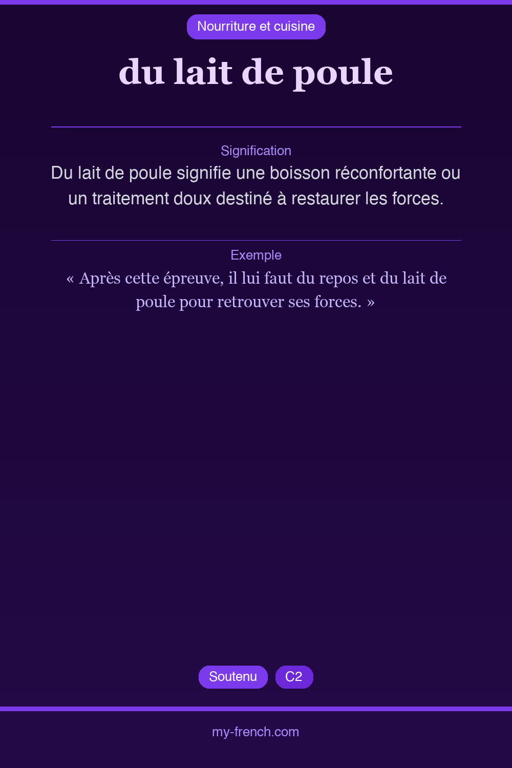 Expression idiomatique : du lait de poule