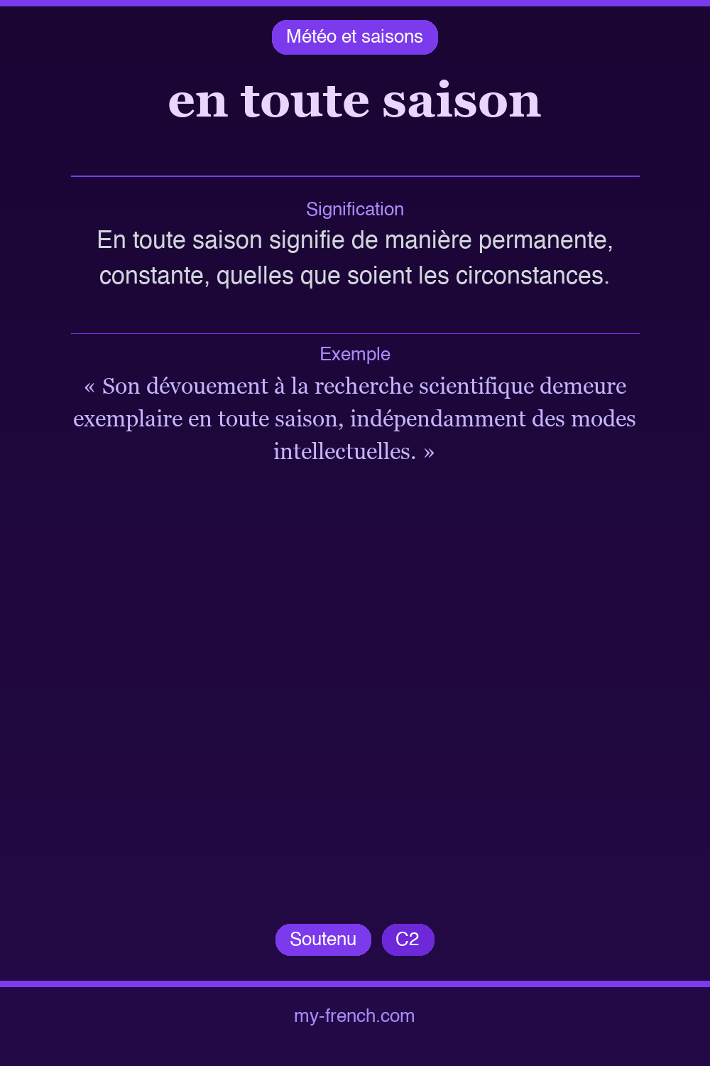 Expression idiomatique : en toute saison