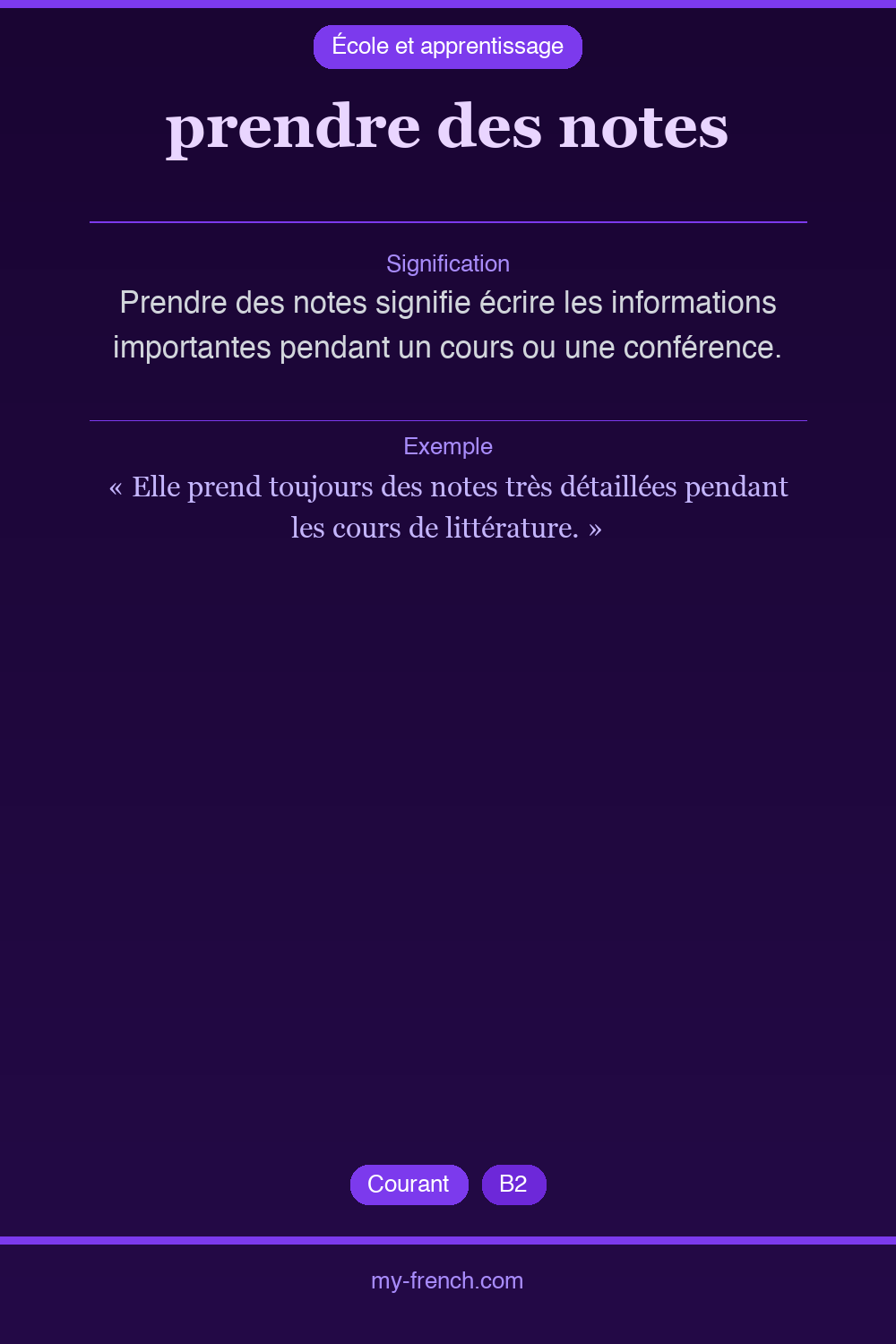 Expression idiomatique : prendre des notes