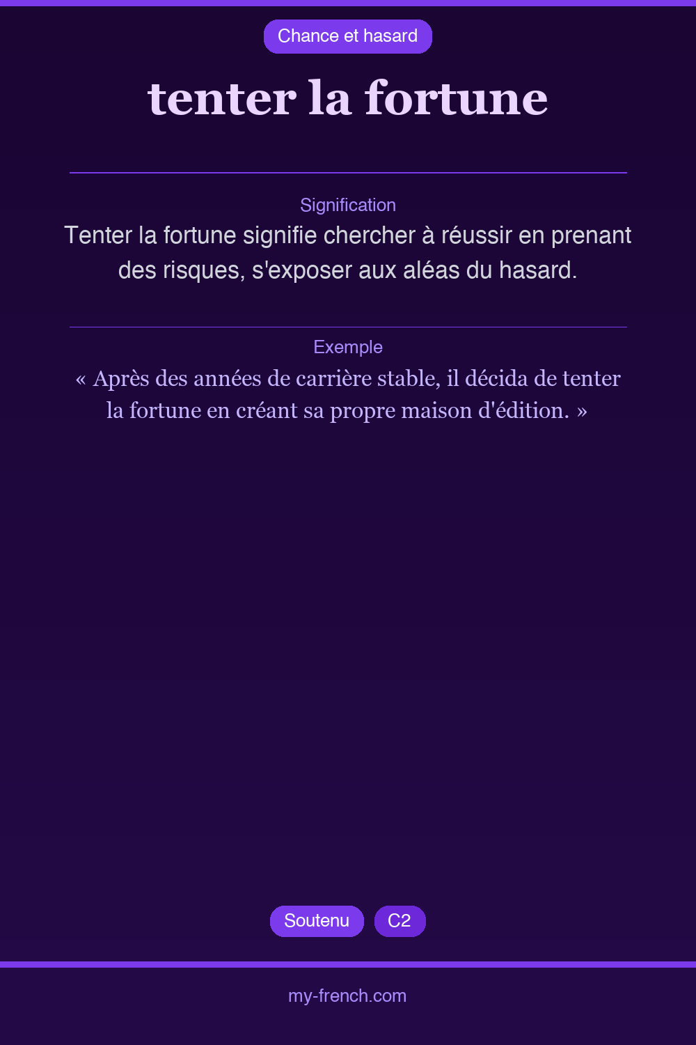 Expression idiomatique : tenter la fortune