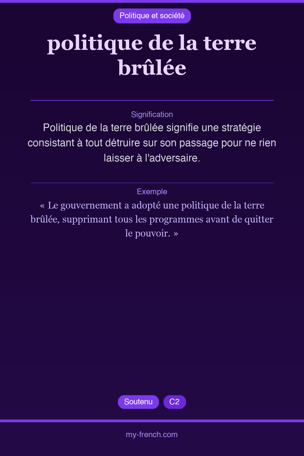 Expression idiomatique : politique de la terre brûlée