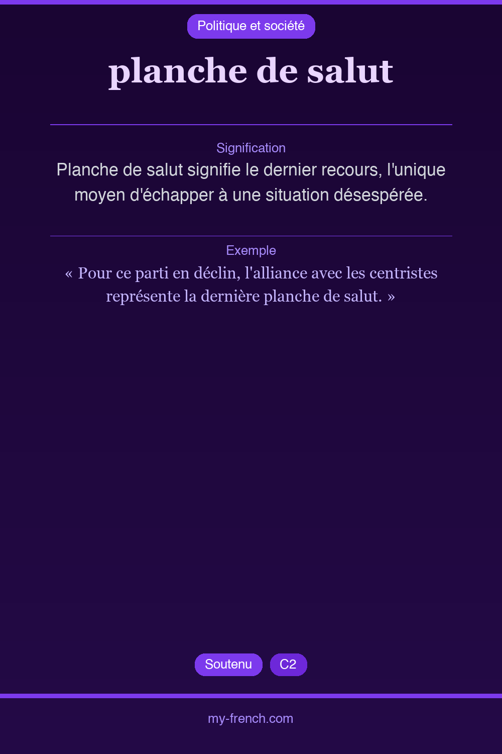 Expression idiomatique : planche de salut