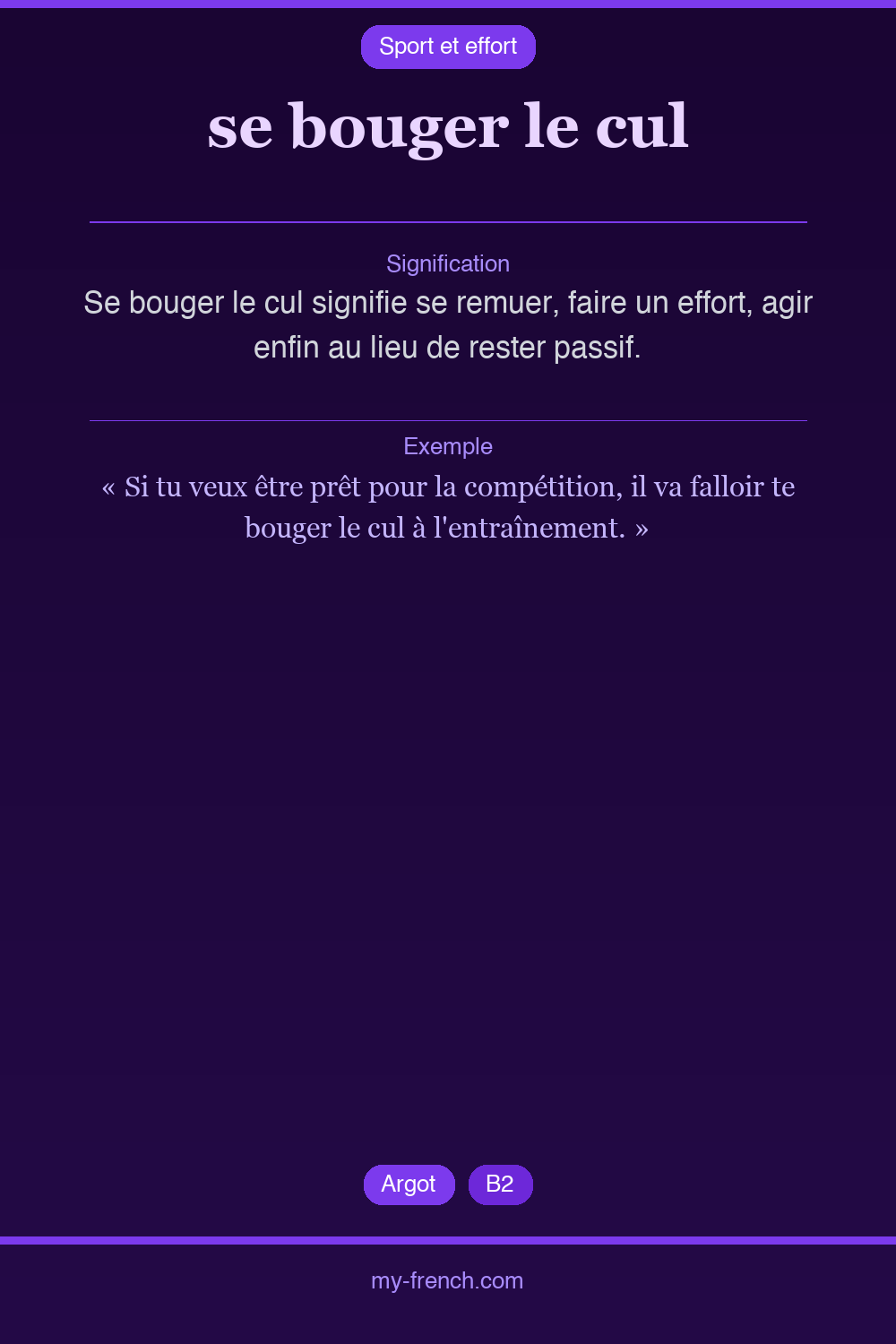 Expression idiomatique : se bouger le cul