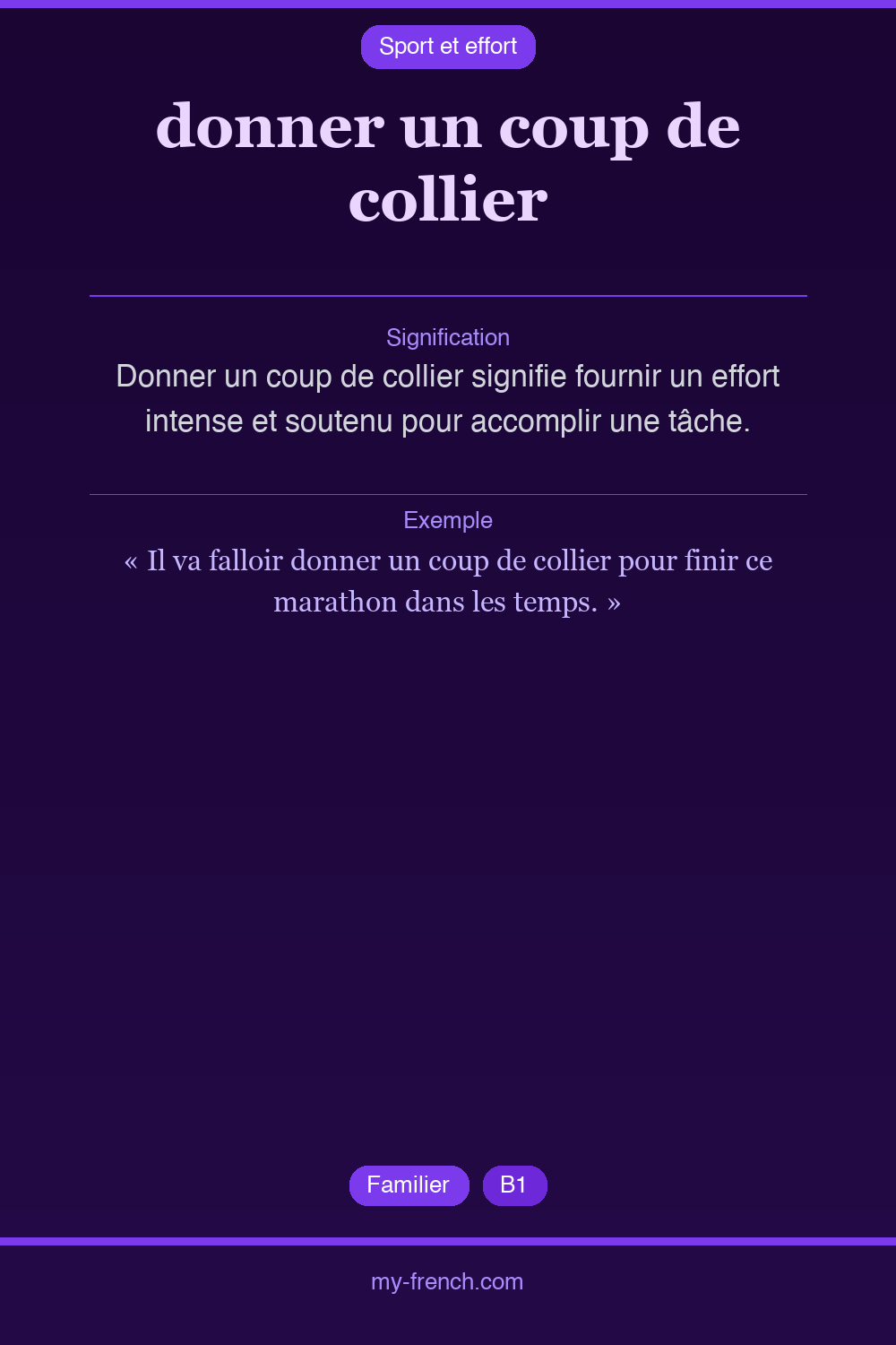 Expression idiomatique : donner un coup de collier