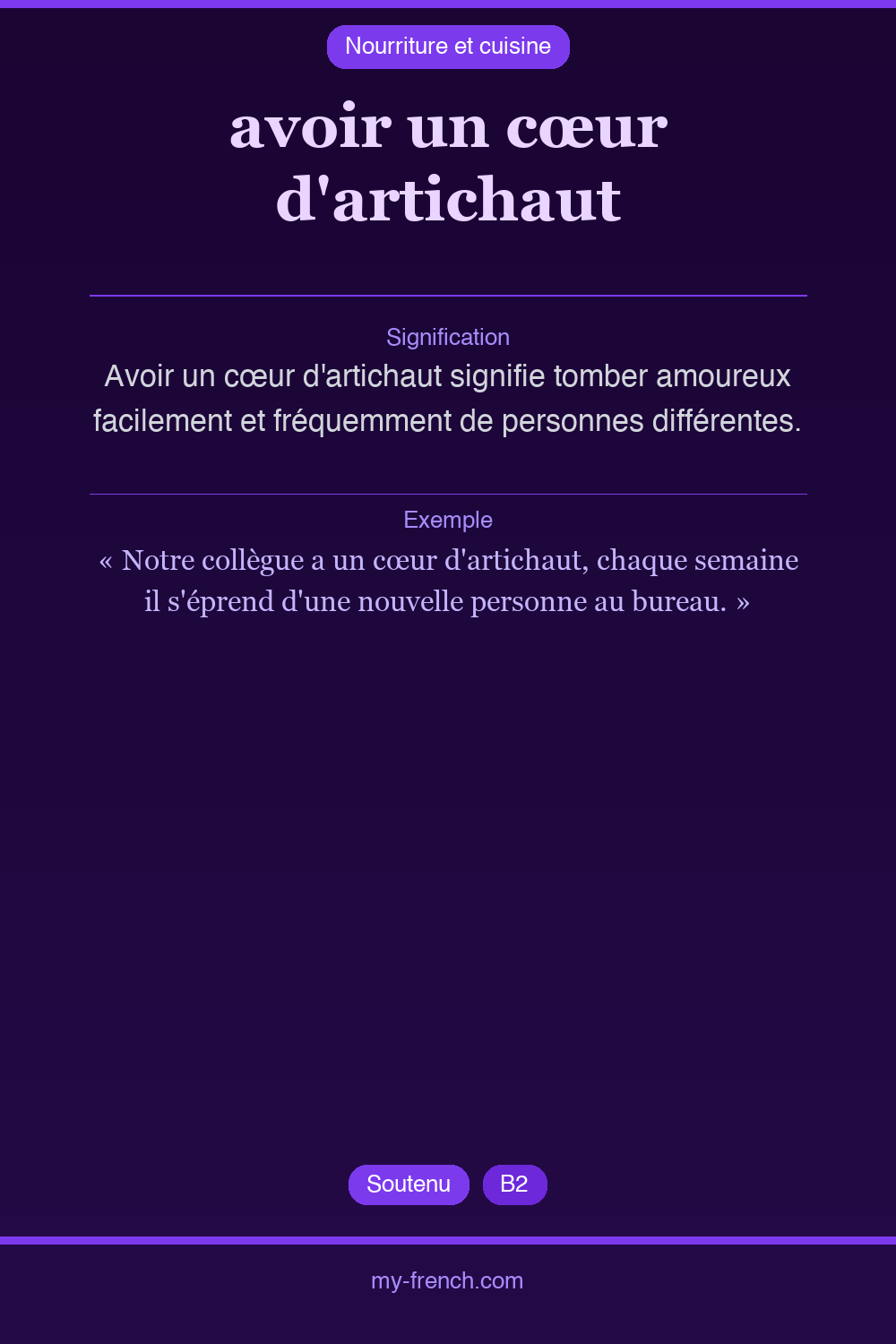 Expression idiomatique : avoir un cœur d'artichaut