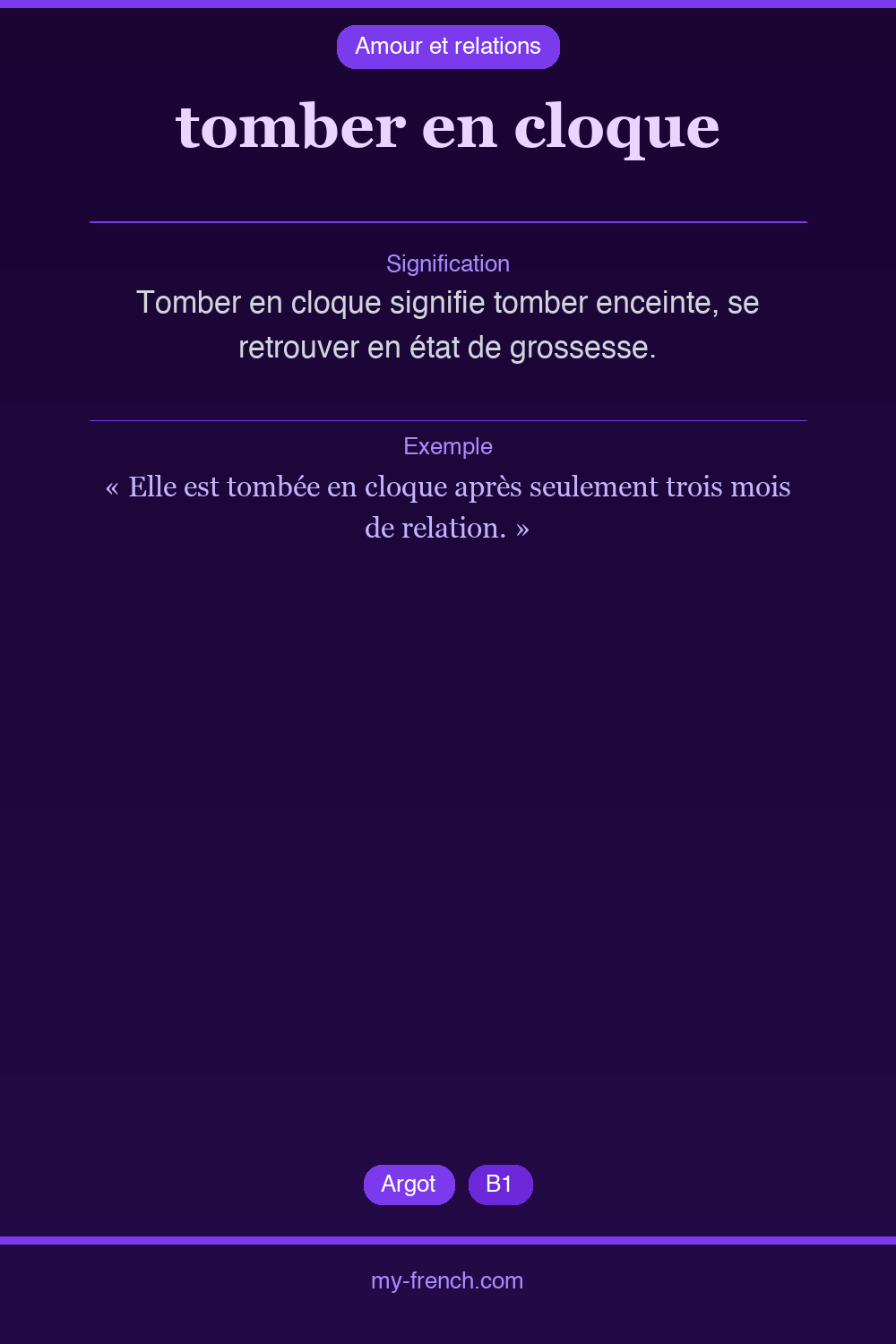 Expression idiomatique : tomber en cloque