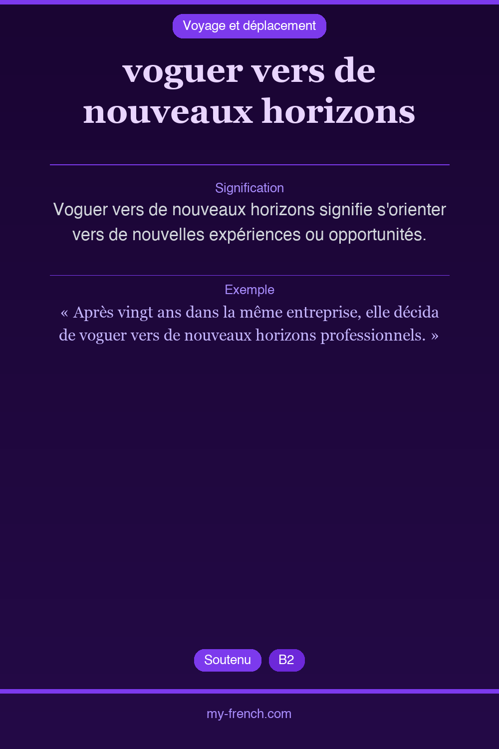 Expression idiomatique : voguer vers de nouveaux horizons