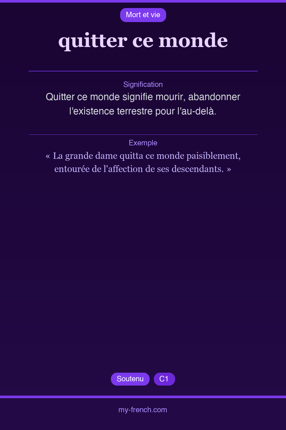 Expression idiomatique : quitter ce monde