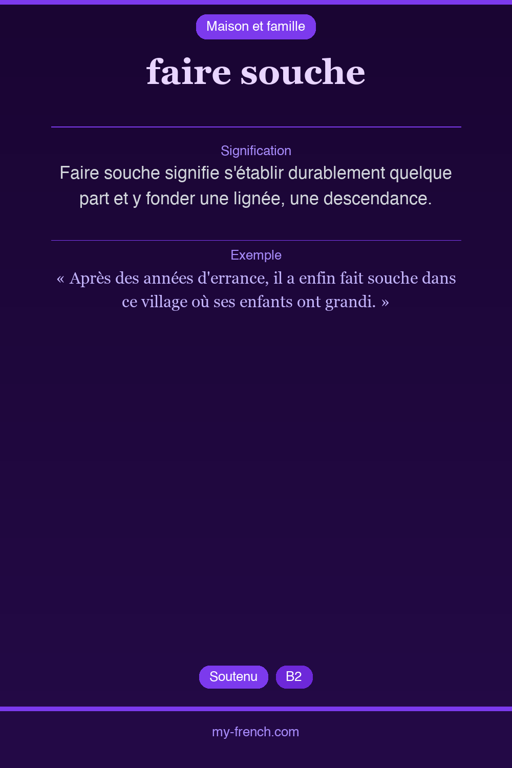 Expression idiomatique : faire souche