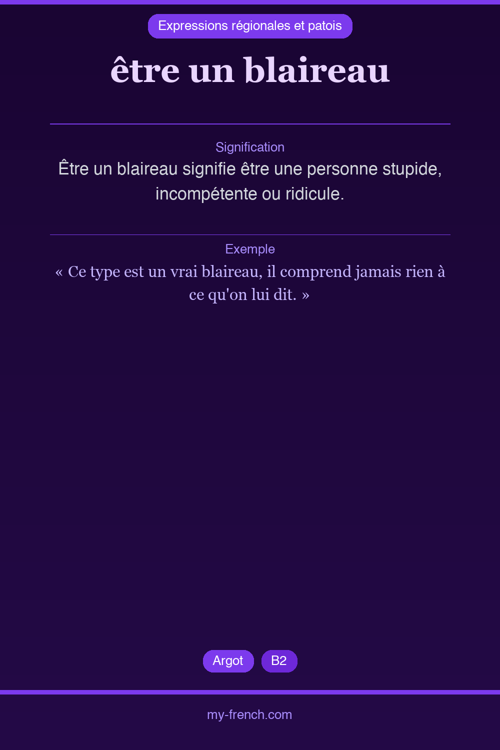 Expression idiomatique : être un blaireau