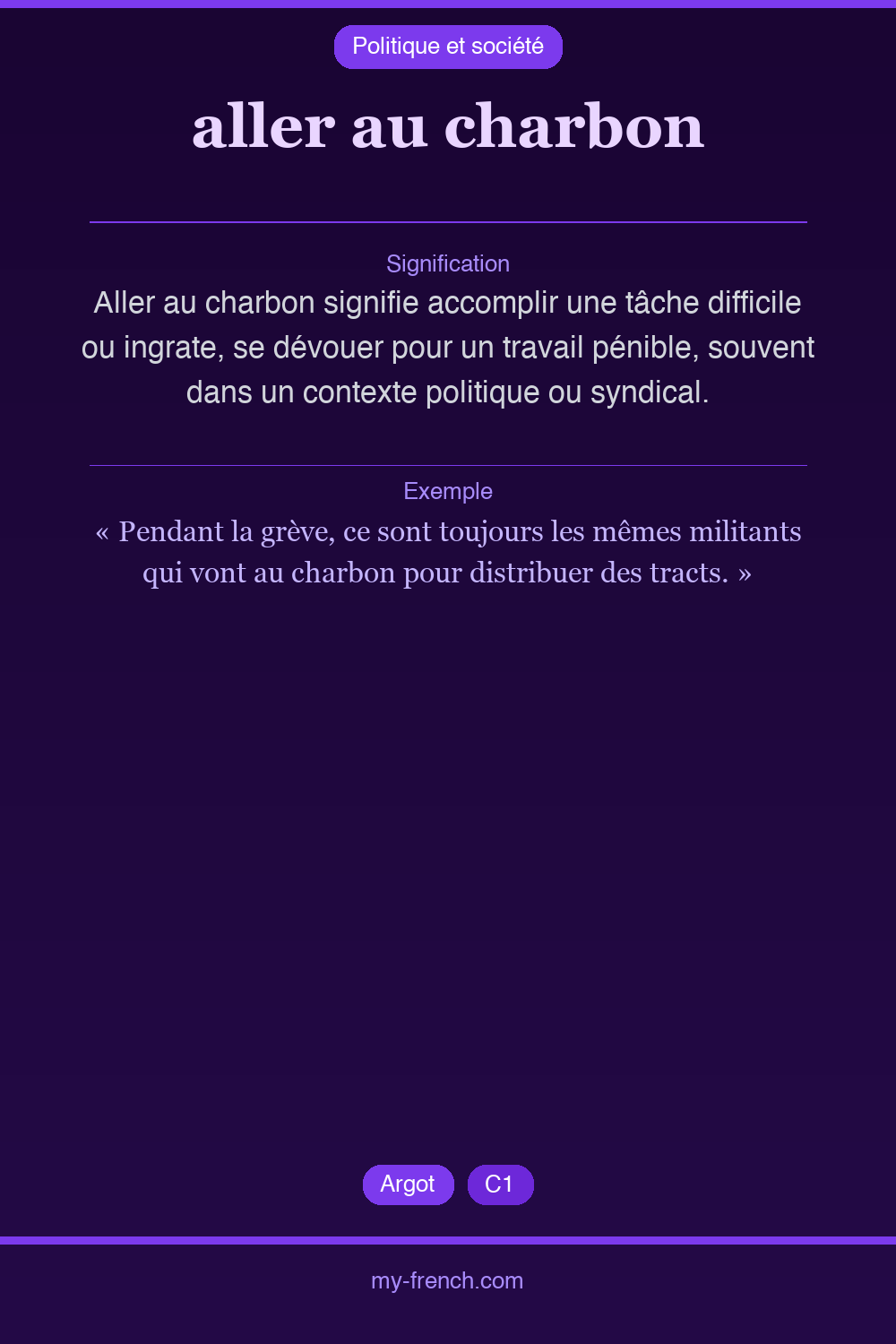 Expression idiomatique : aller au charbon