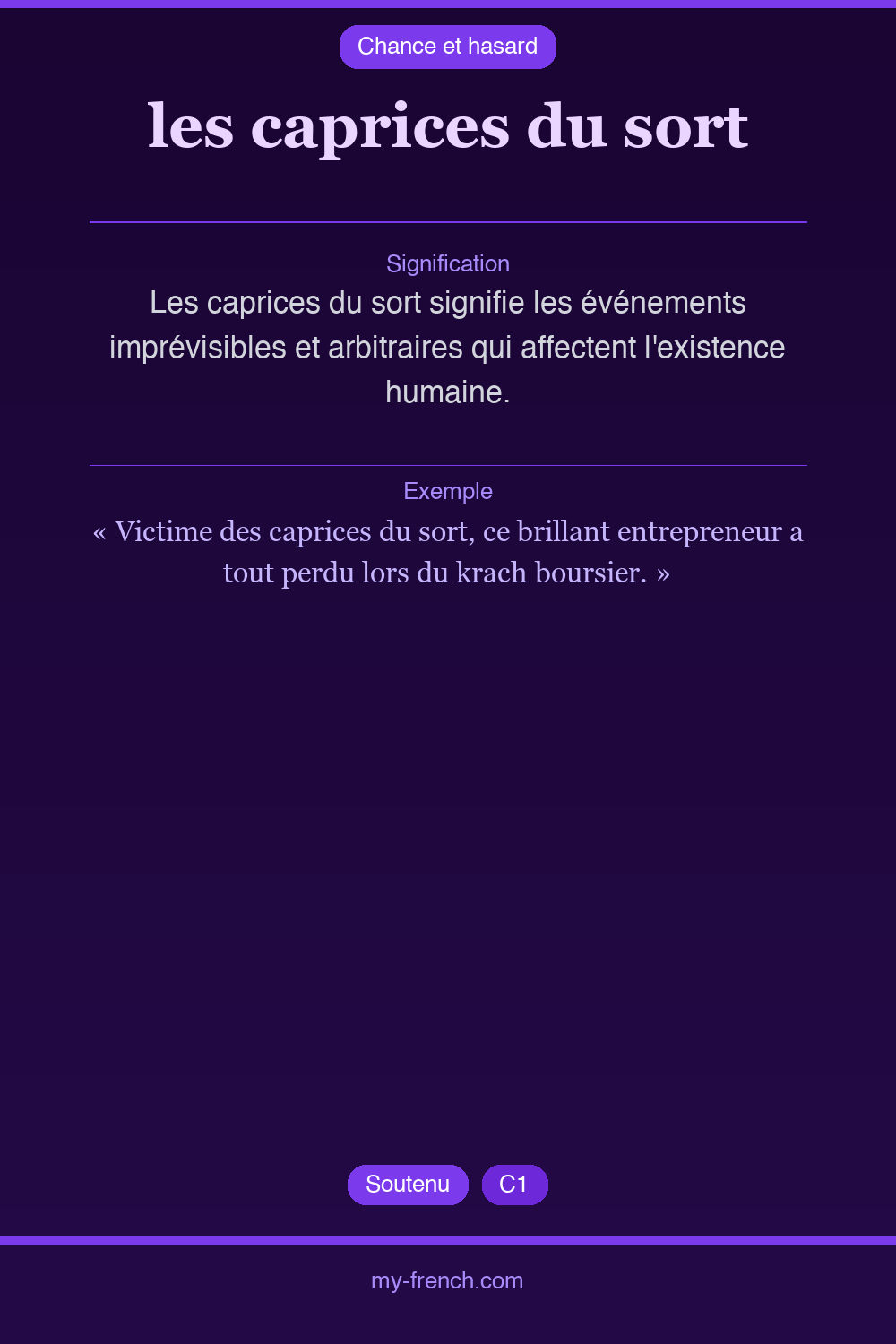 Expression idiomatique : les caprices du sort