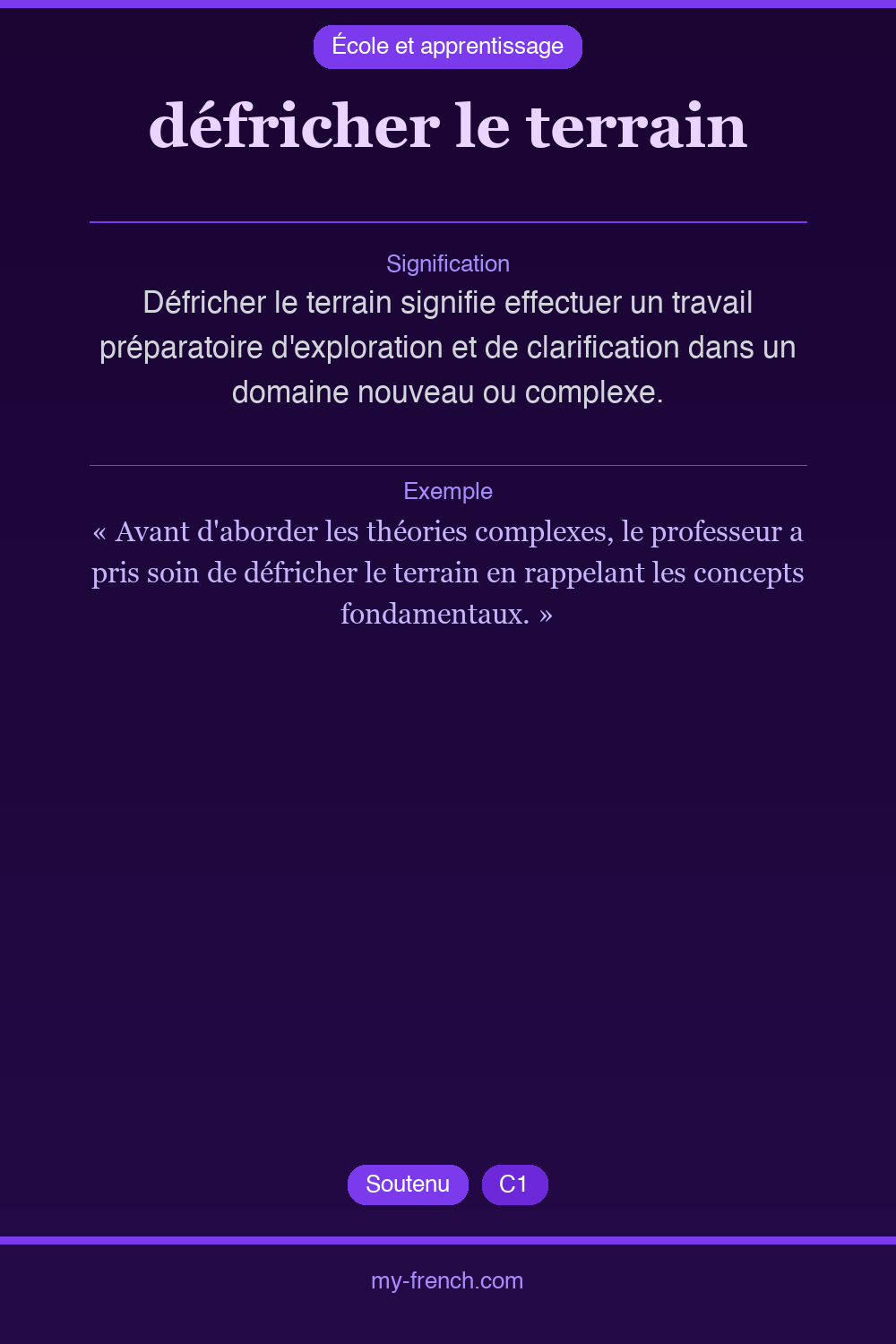 Expression idiomatique : défricher le terrain