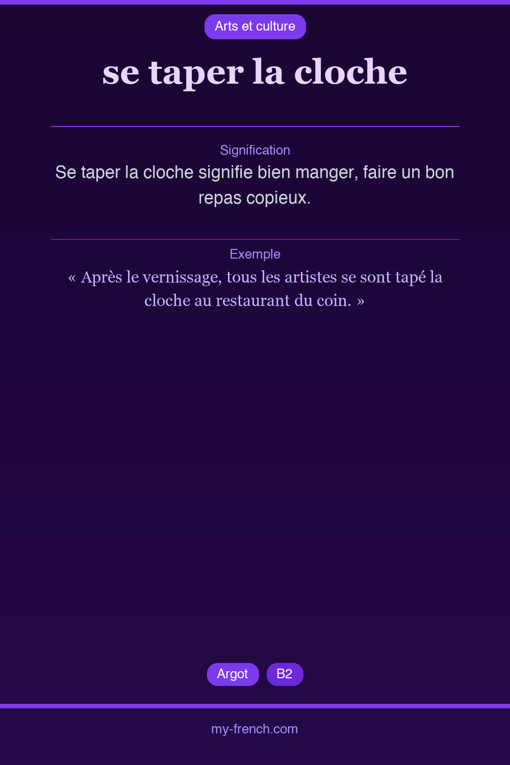 Expression idiomatique : se taper la cloche
