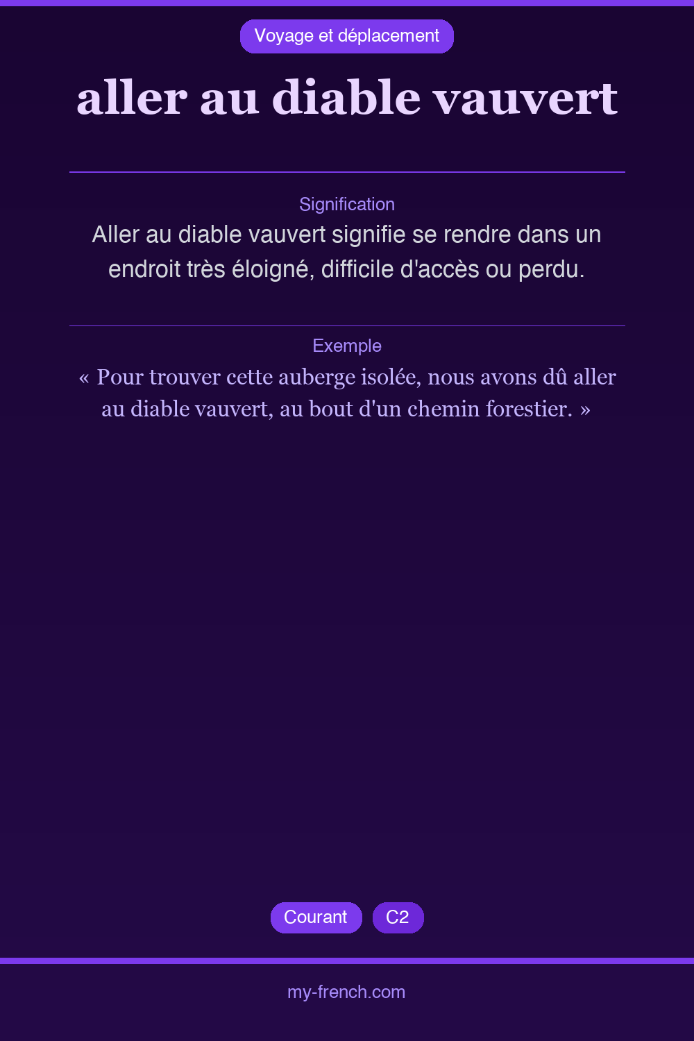 Expression idiomatique : aller au diable vauvert