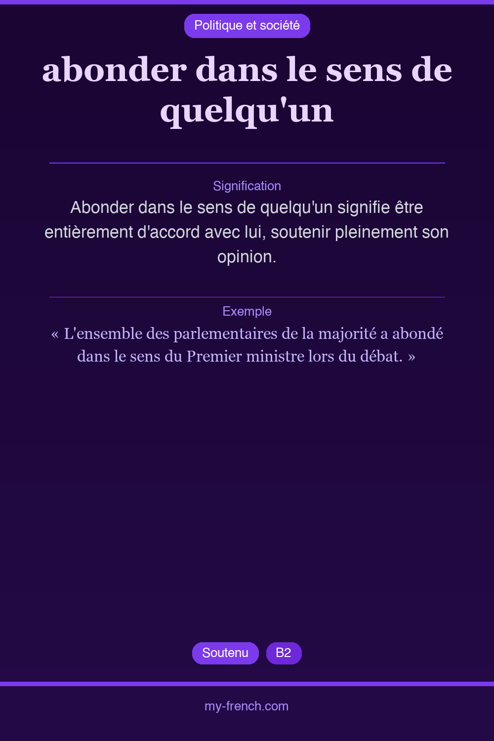 Expression idiomatique : abonder dans le sens de quelqu'un