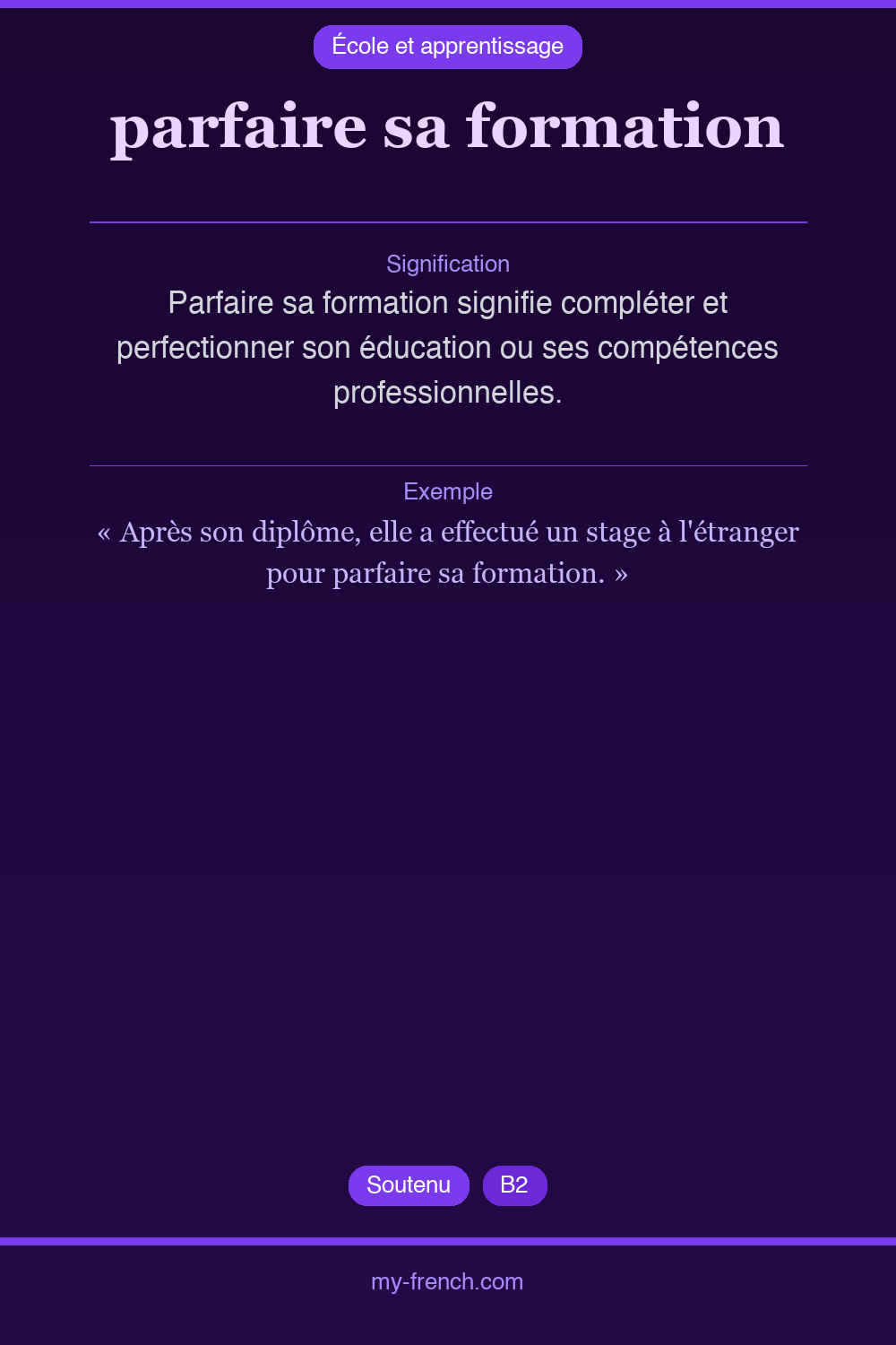 Expression idiomatique : parfaire sa formation