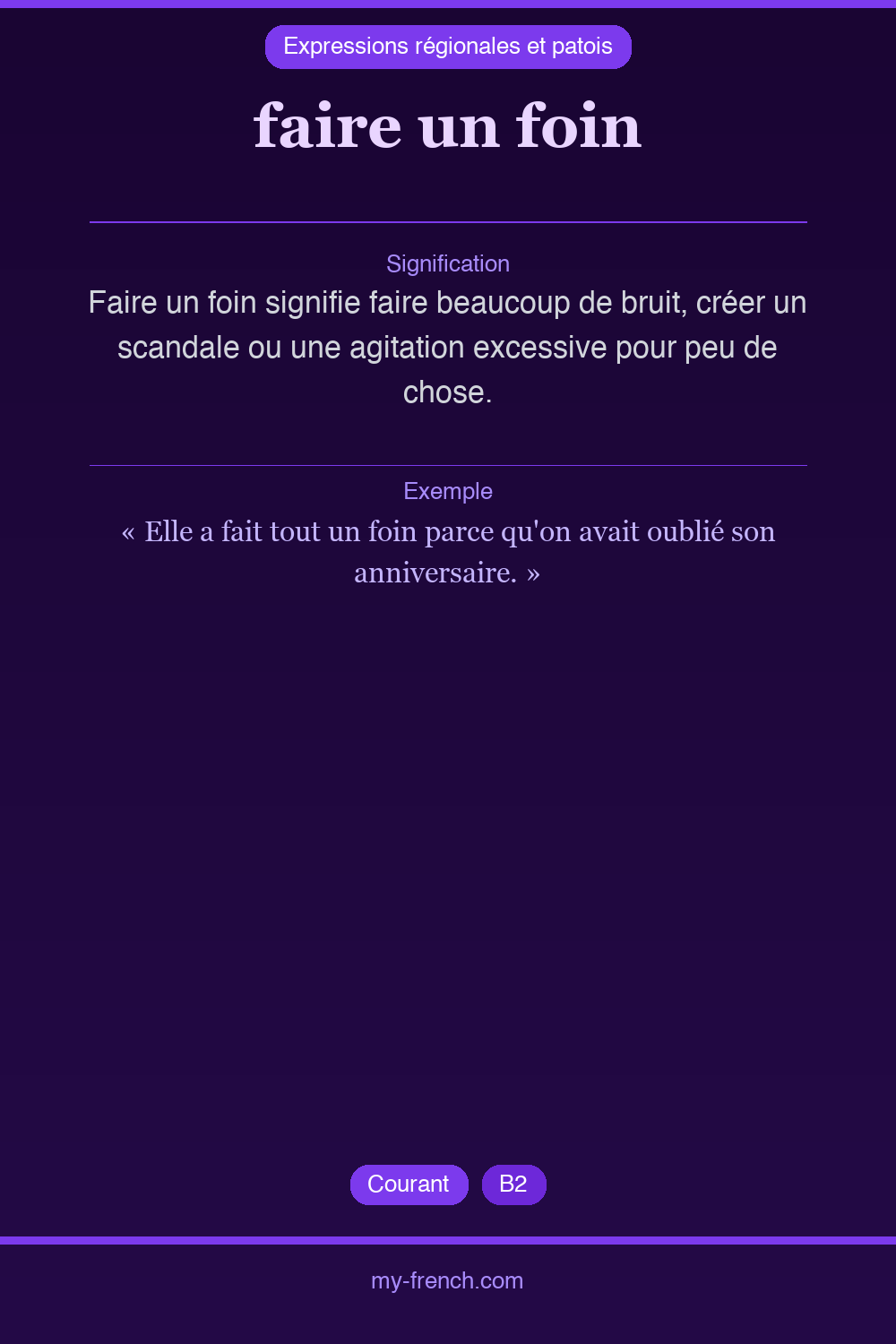 Expression idiomatique : faire un foin