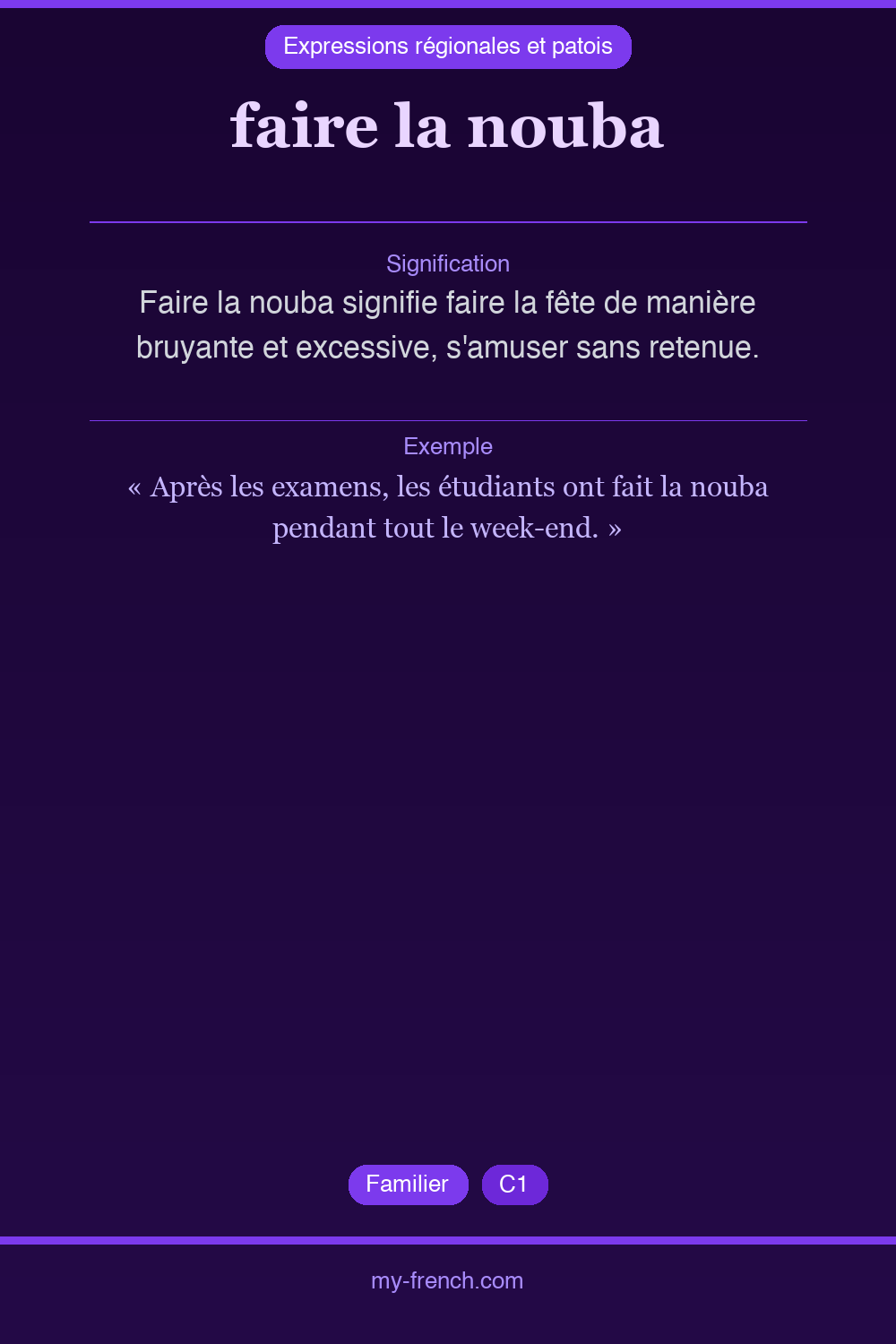Expression idiomatique : faire la nouba