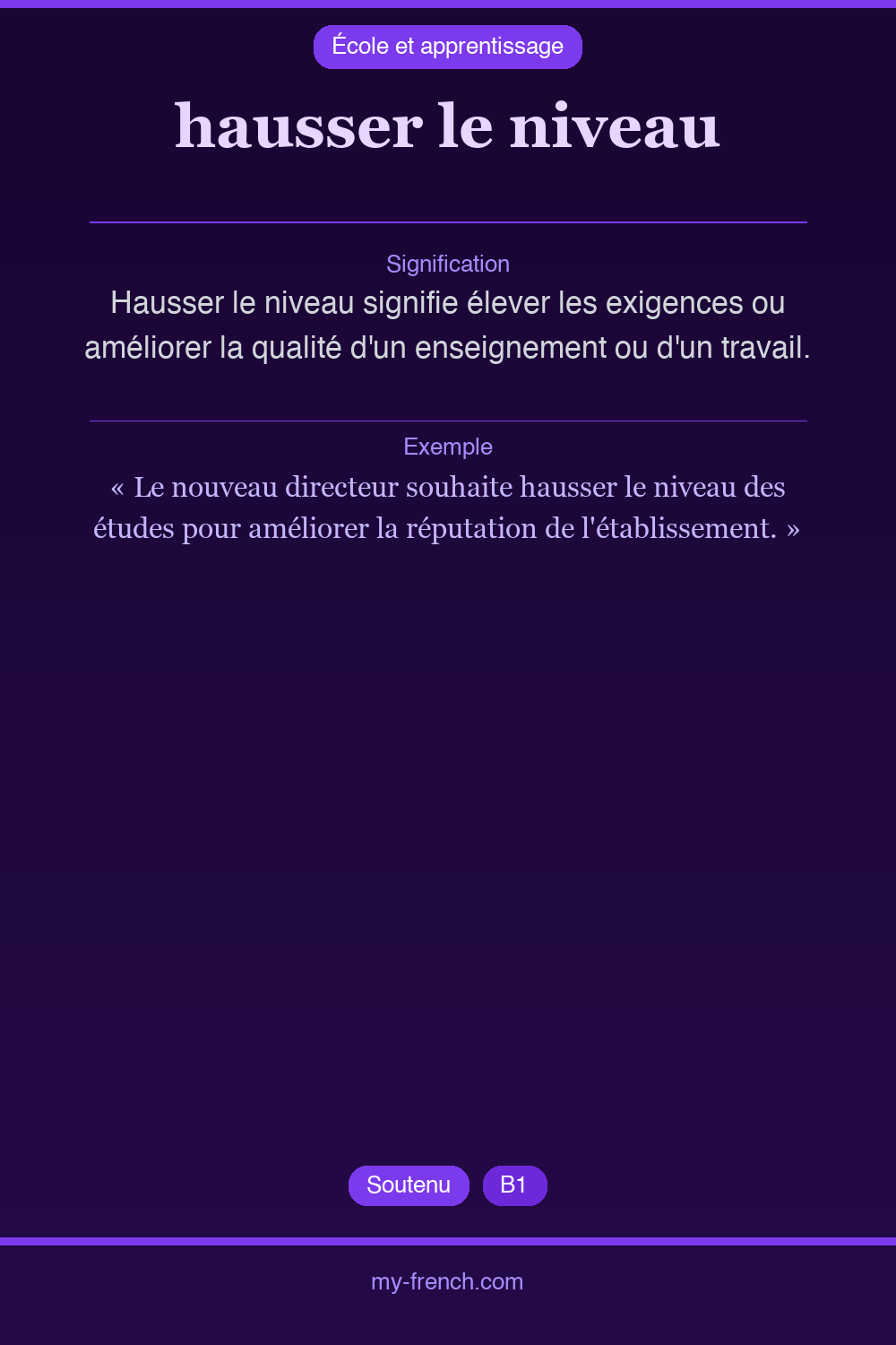Expression idiomatique : hausser le niveau