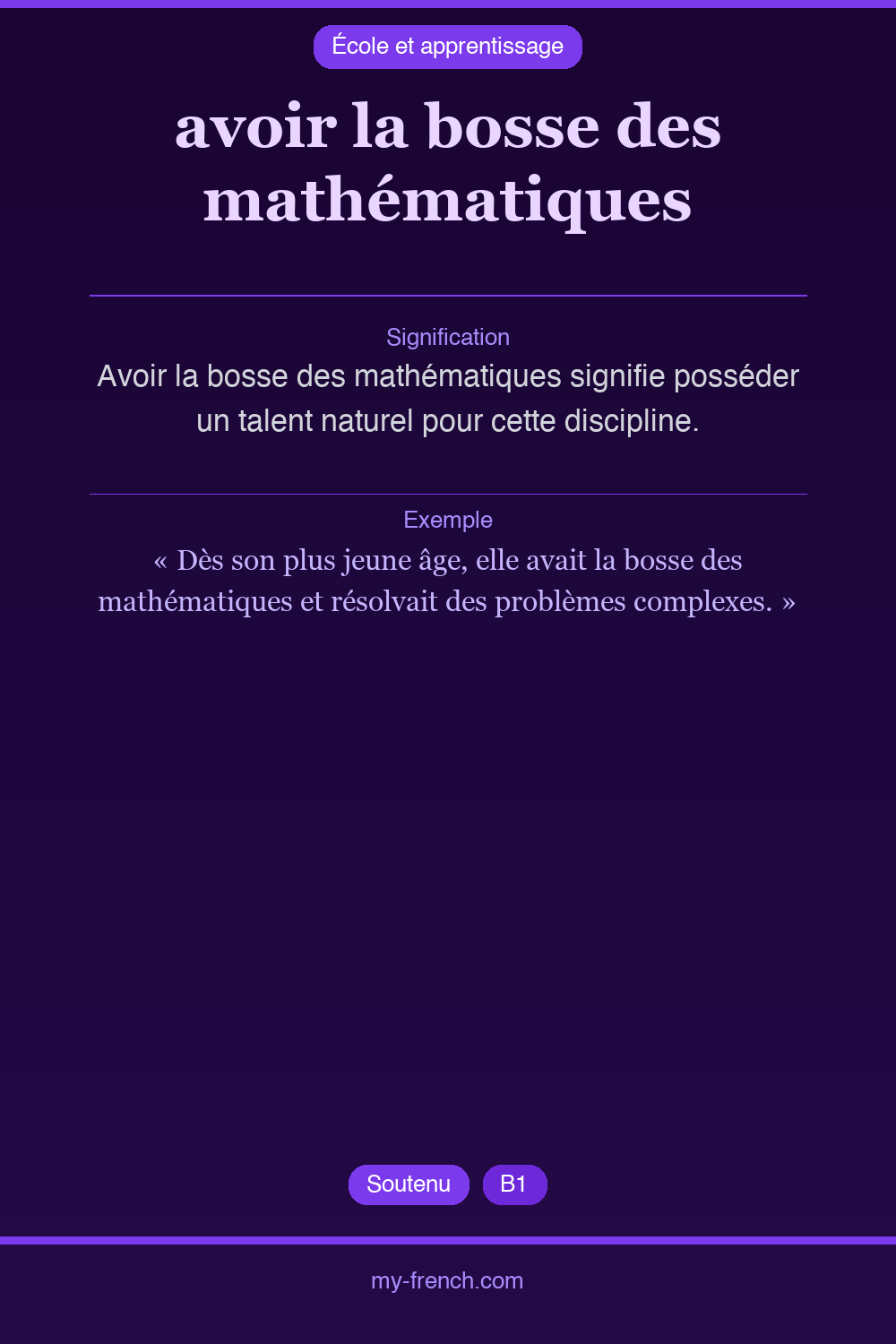 Expression idiomatique : avoir la bosse des mathématiques