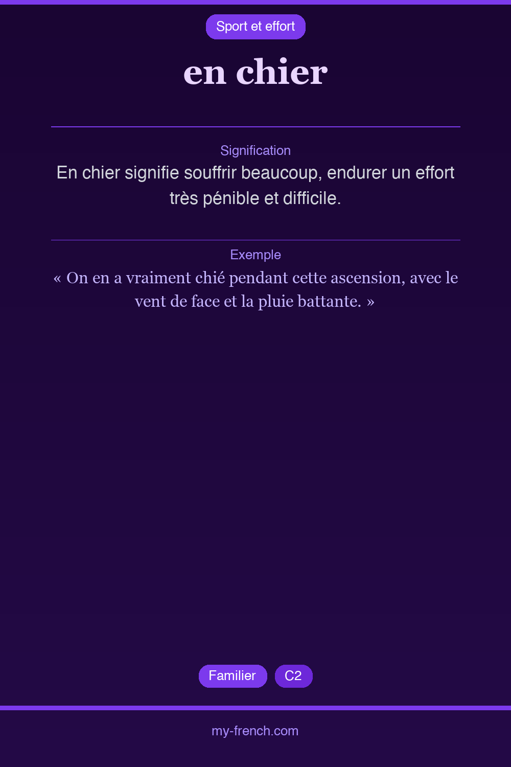 Expression idiomatique : en chier