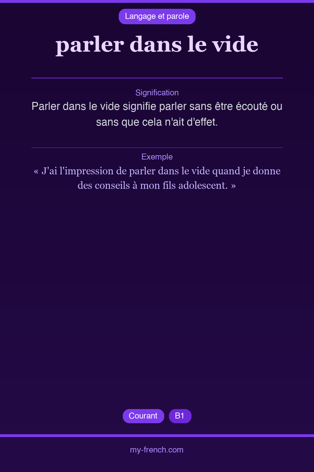 Expression idiomatique : parler dans le vide
