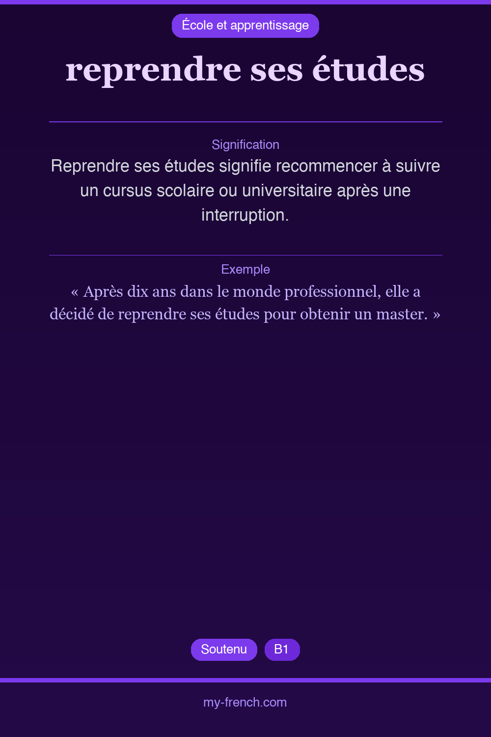 Expression idiomatique : reprendre ses études