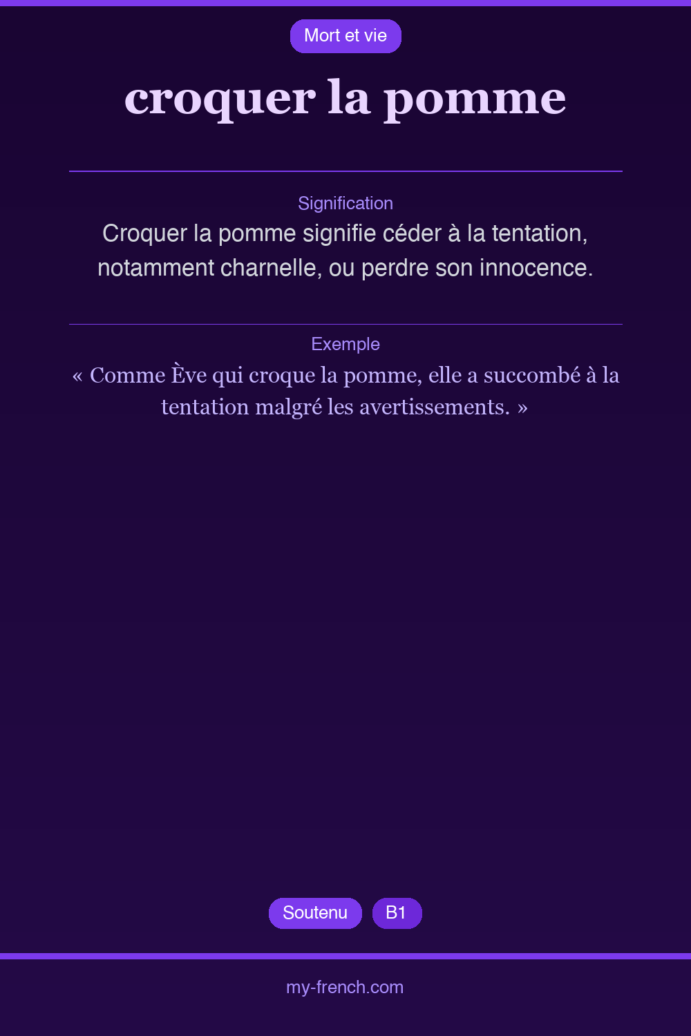 Expression idiomatique : croquer la pomme