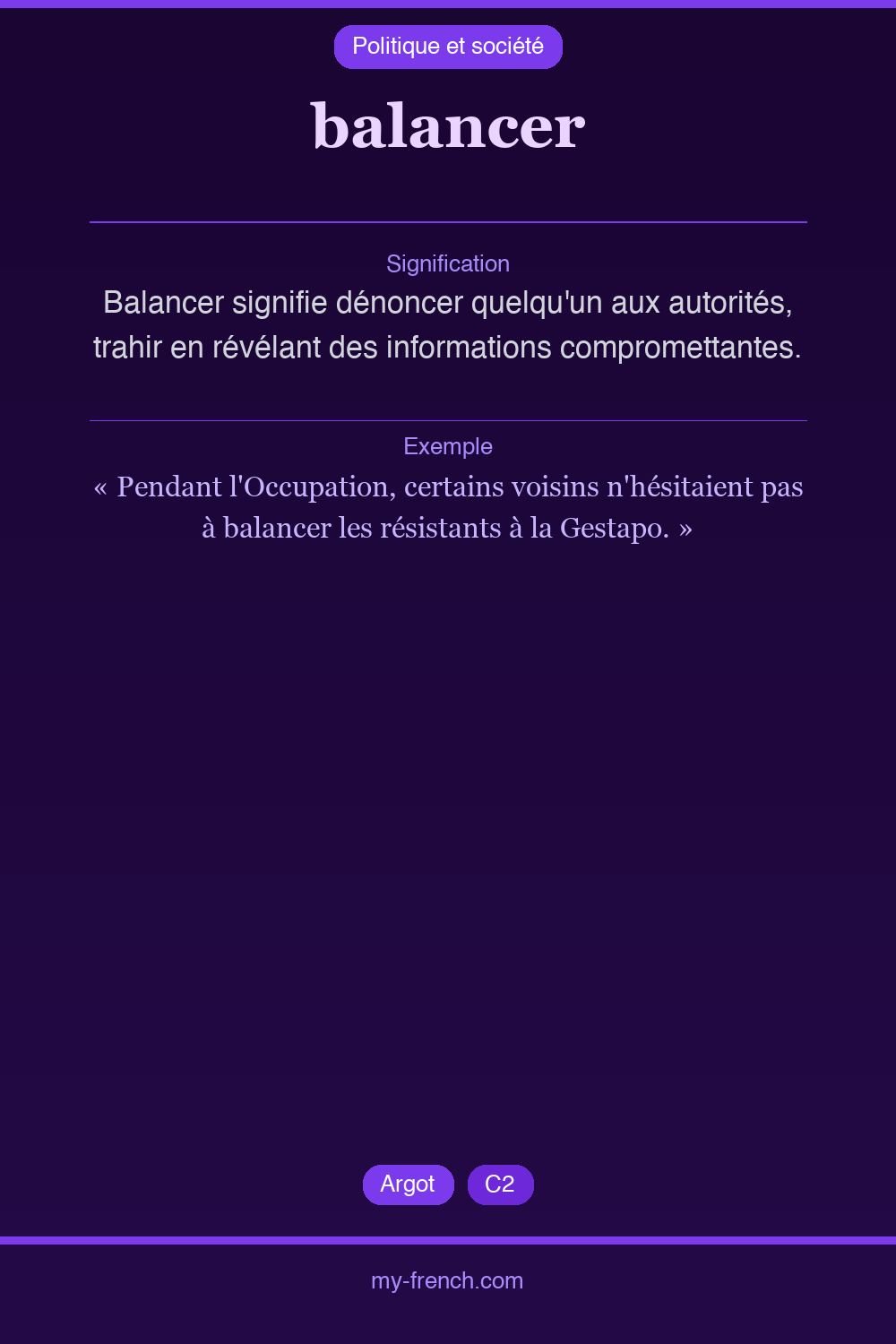 Expression idiomatique : balancer