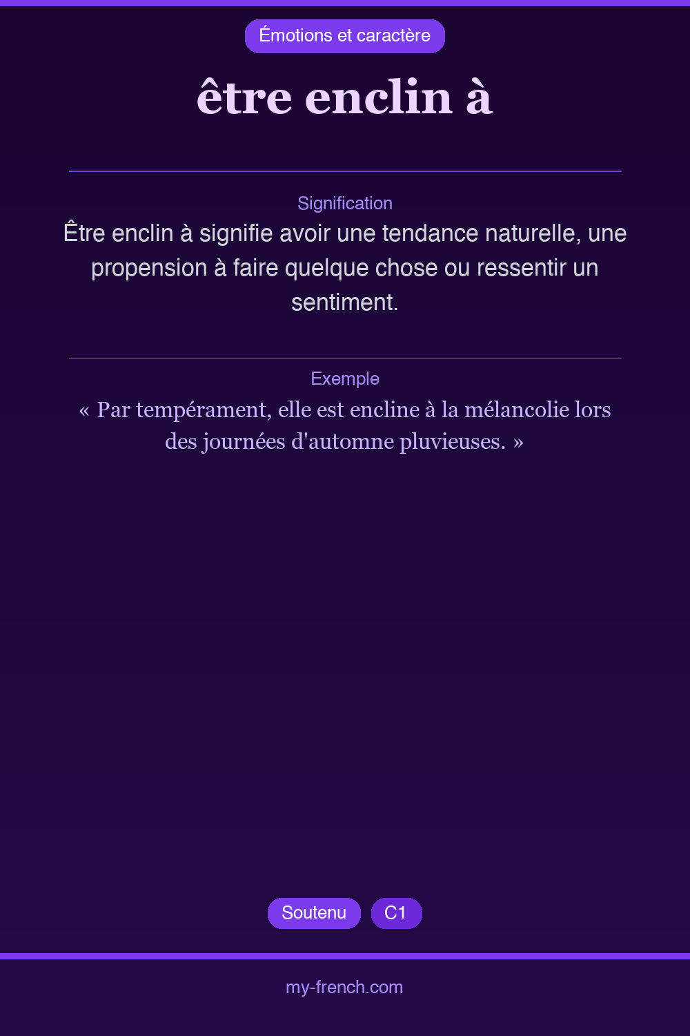 Expression idiomatique : être enclin à