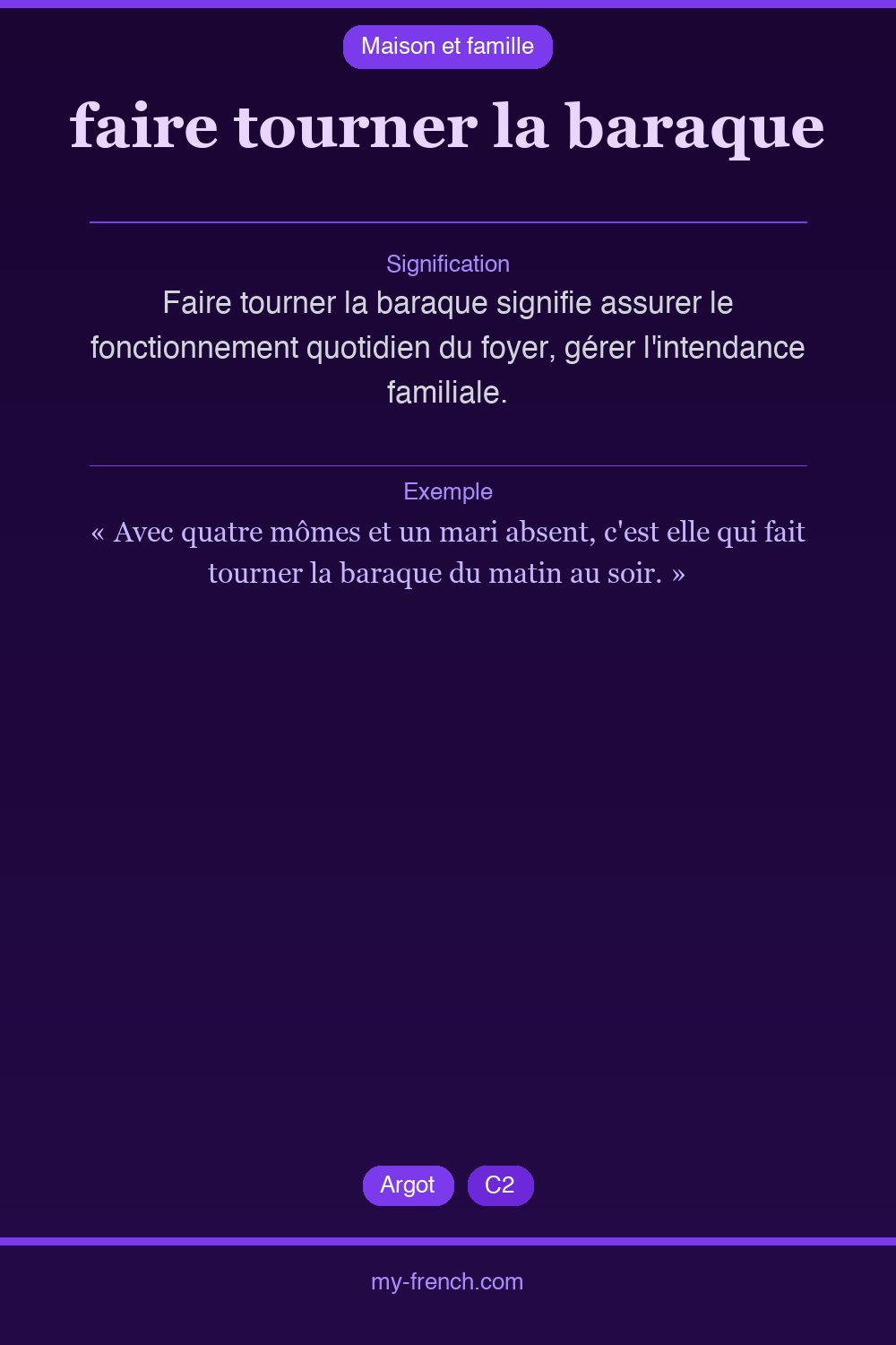 Expression idiomatique : faire tourner la baraque